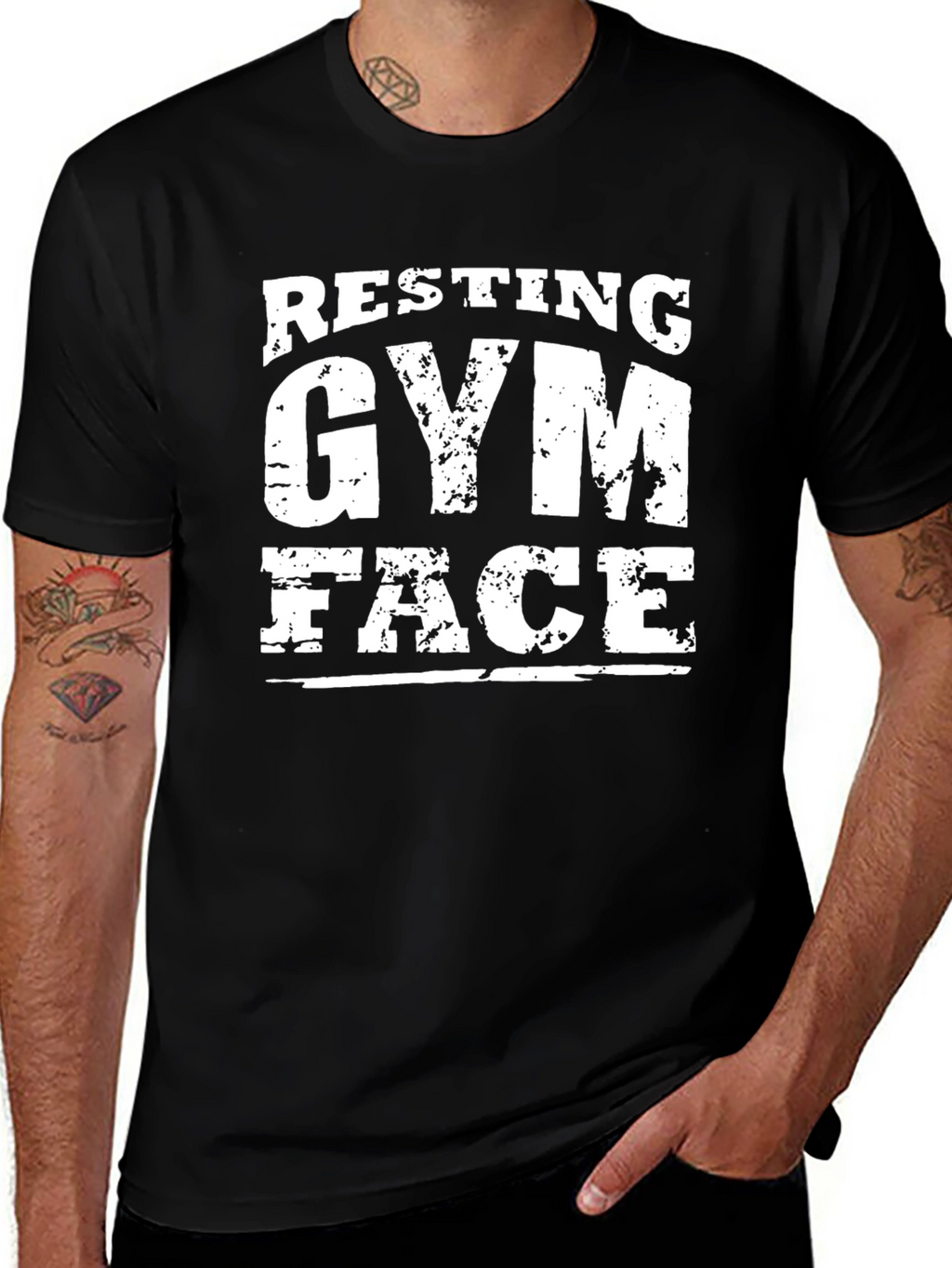 Resting Gym Face Graphic Tee - Black Cotton T-Shirt