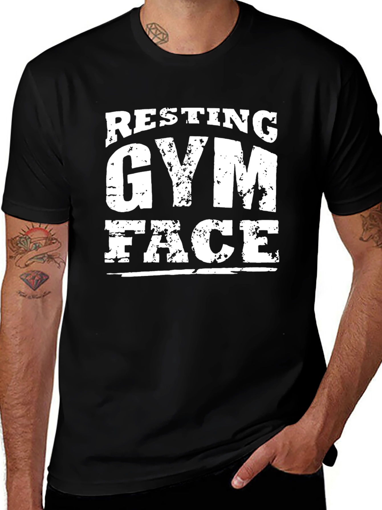 Resting Gym Face Graphic Tee - Black Cotton T-Shirt