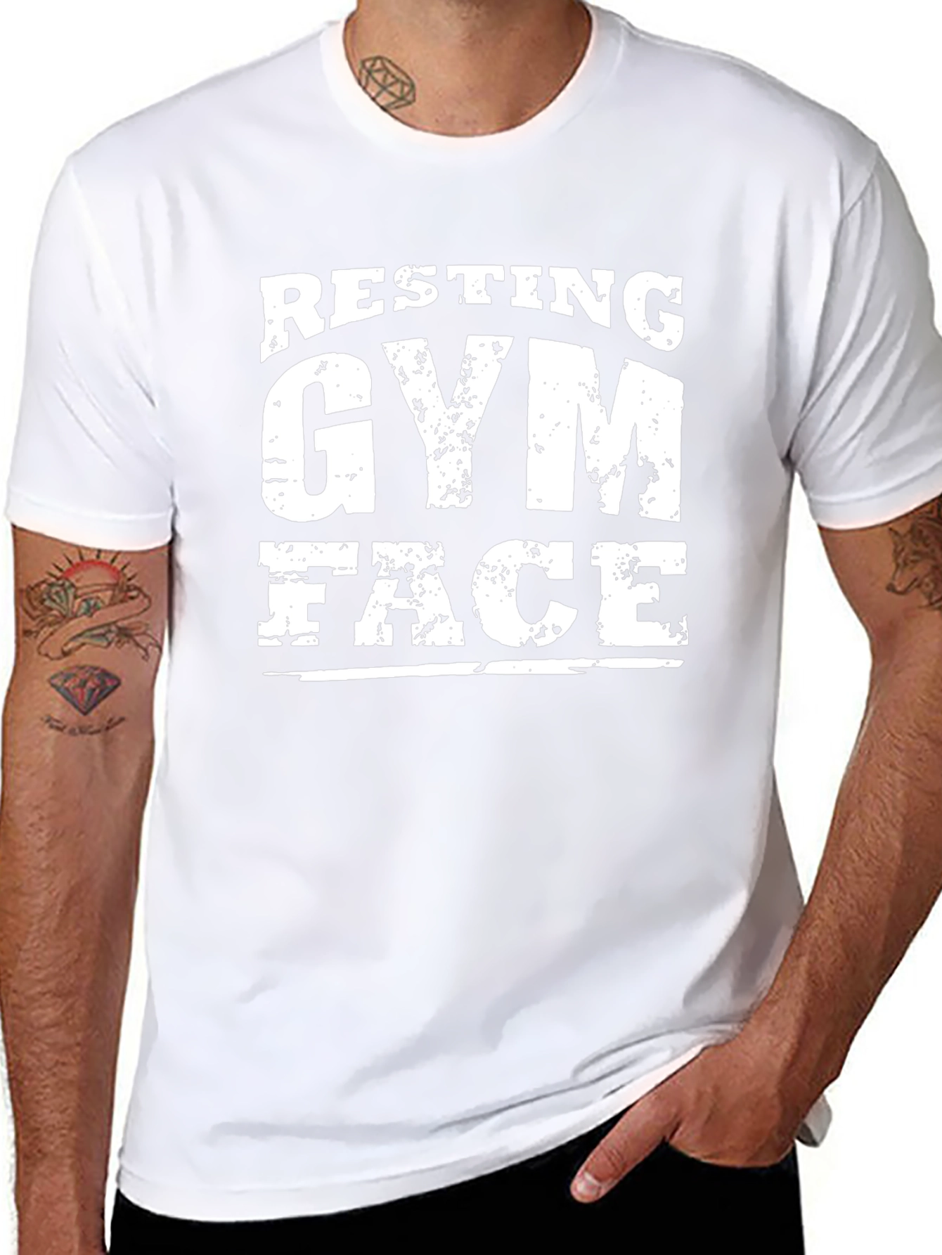 Resting Gym Face Graphic Tee - Black Cotton T-Shirt