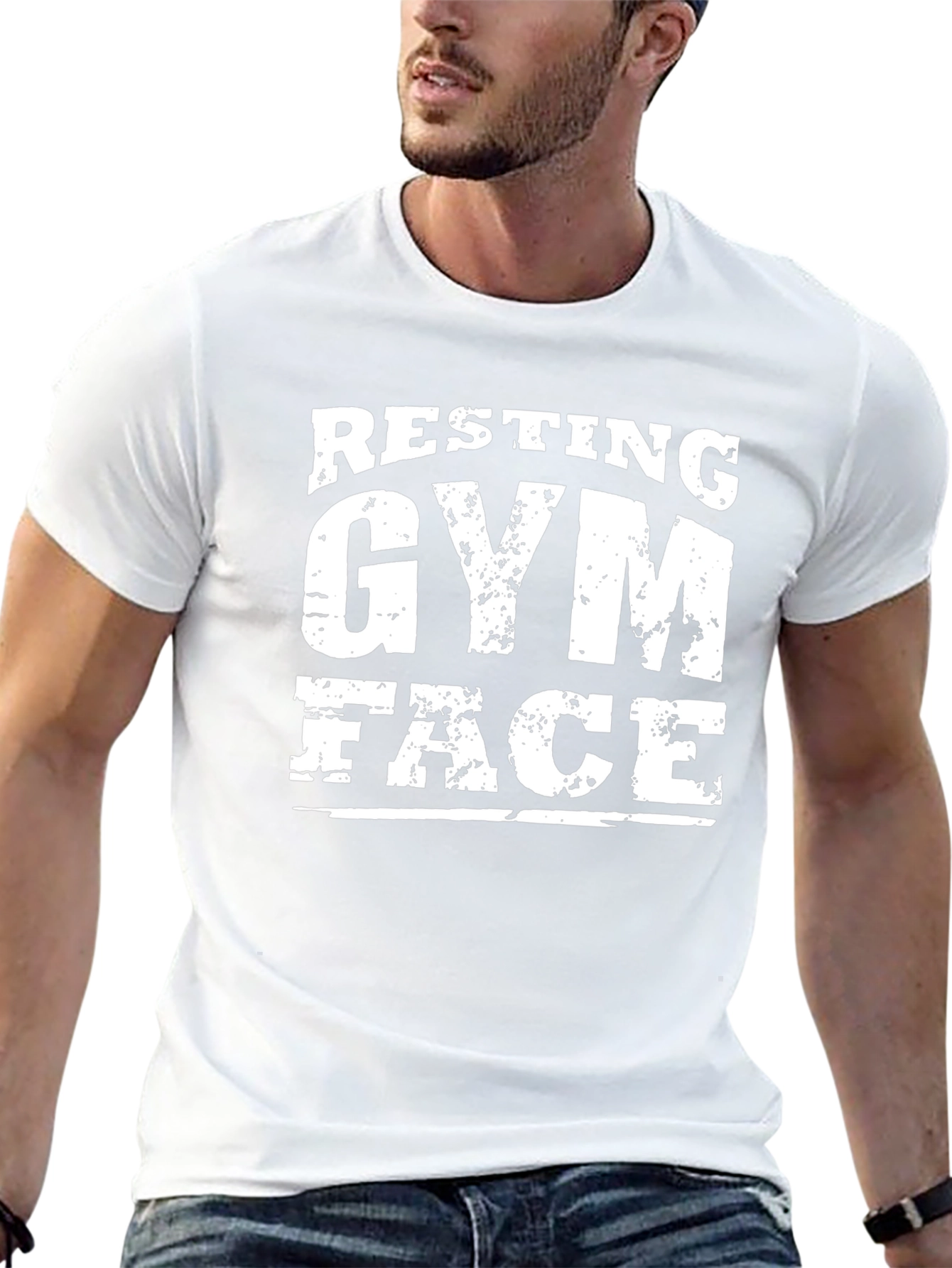 Resting Gym Face Graphic Tee - Black Cotton T-Shirt