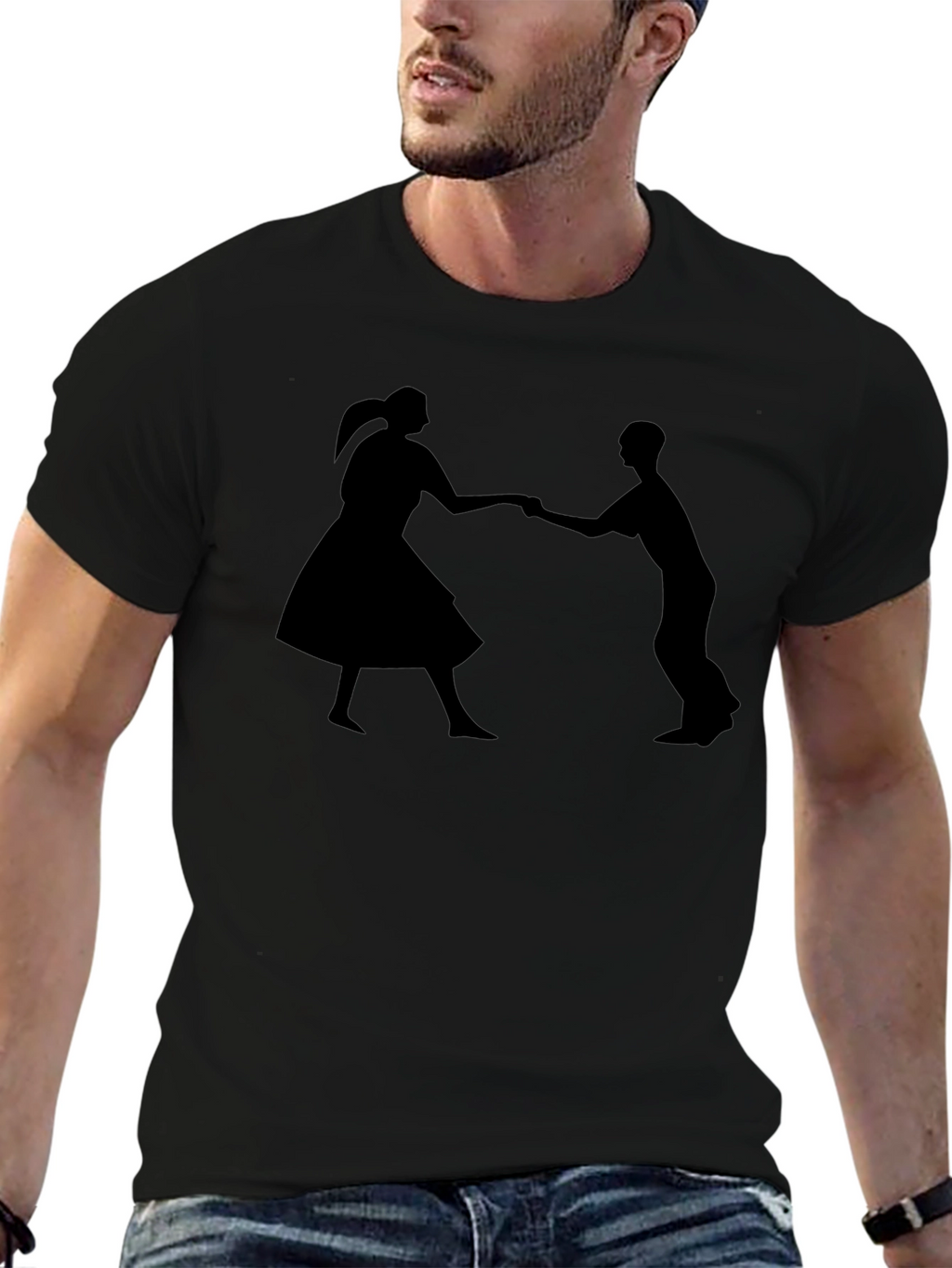 Swing Dance Silhouette Black T-Shirt