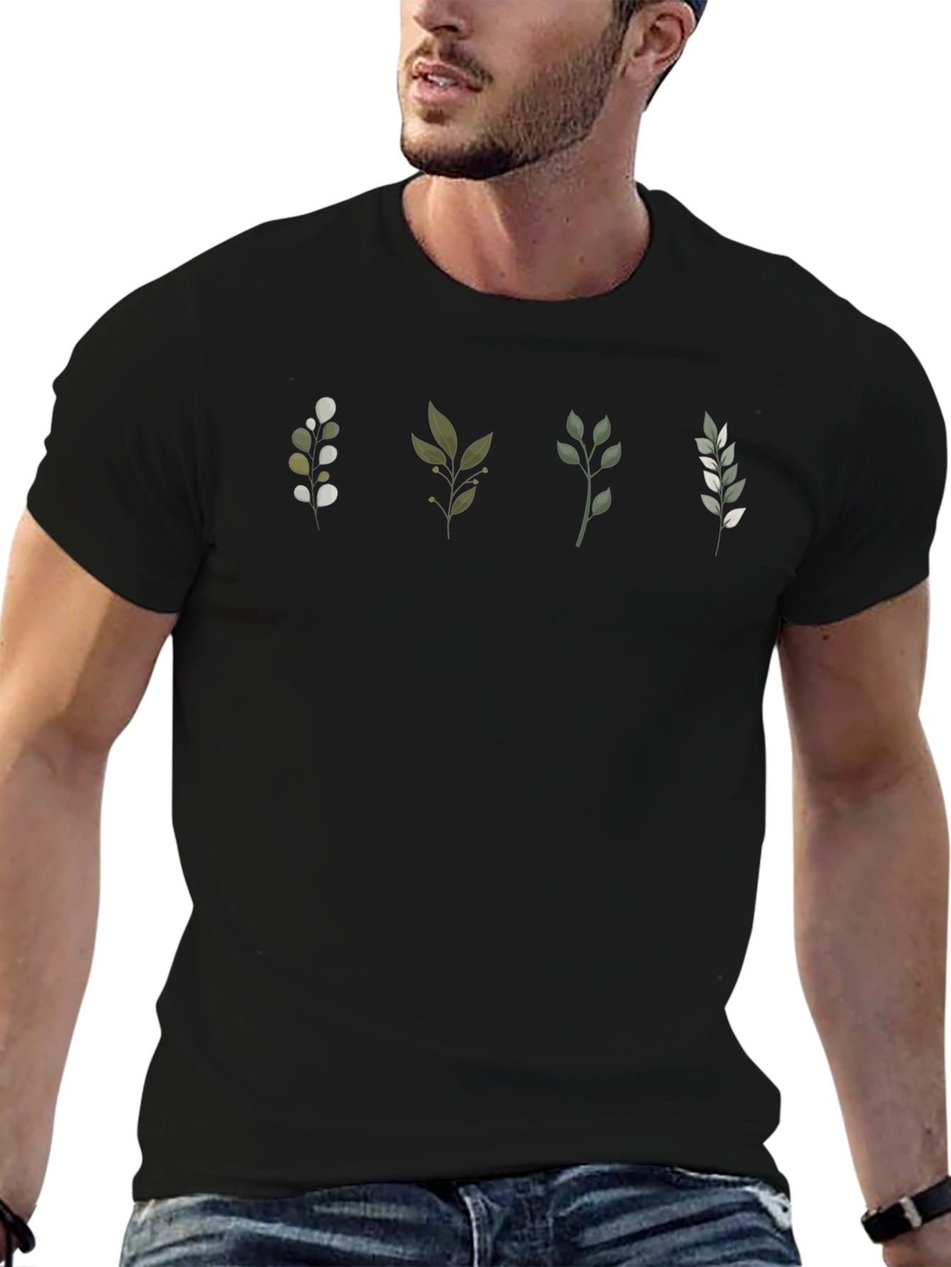 Botanical Print Black T-Shirt