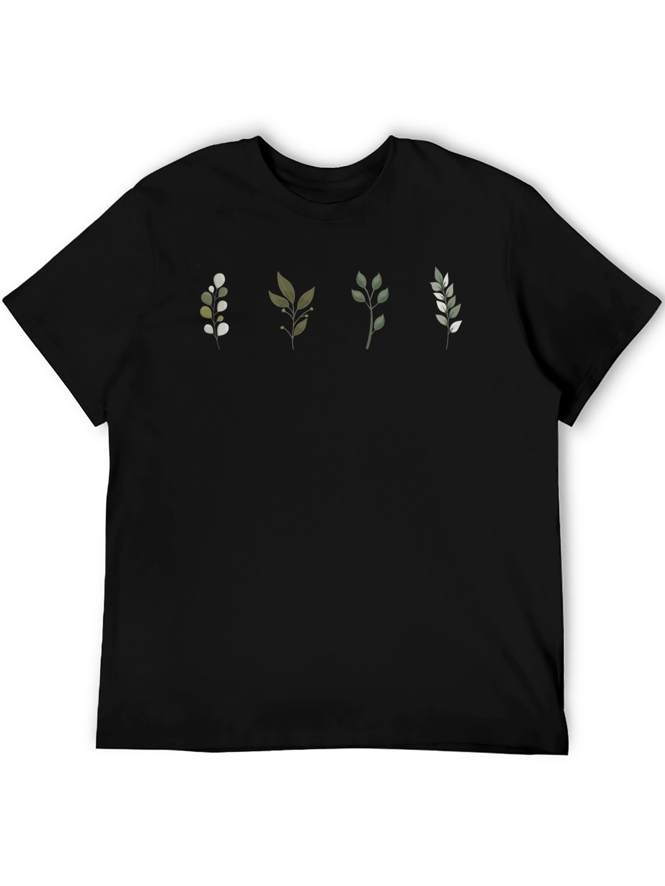 Botanical Print Black T-Shirt