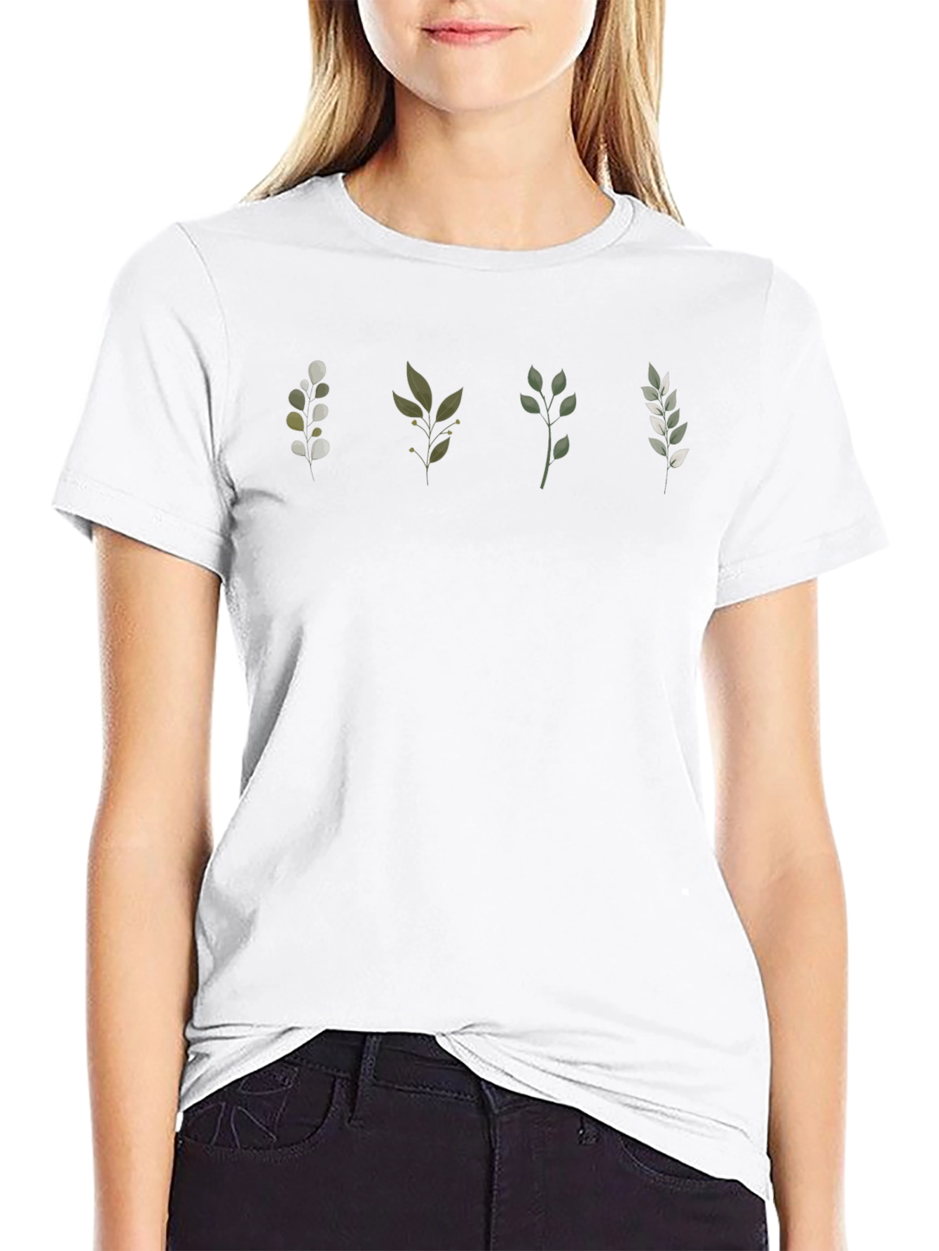 Botanical Print Black T-Shirt