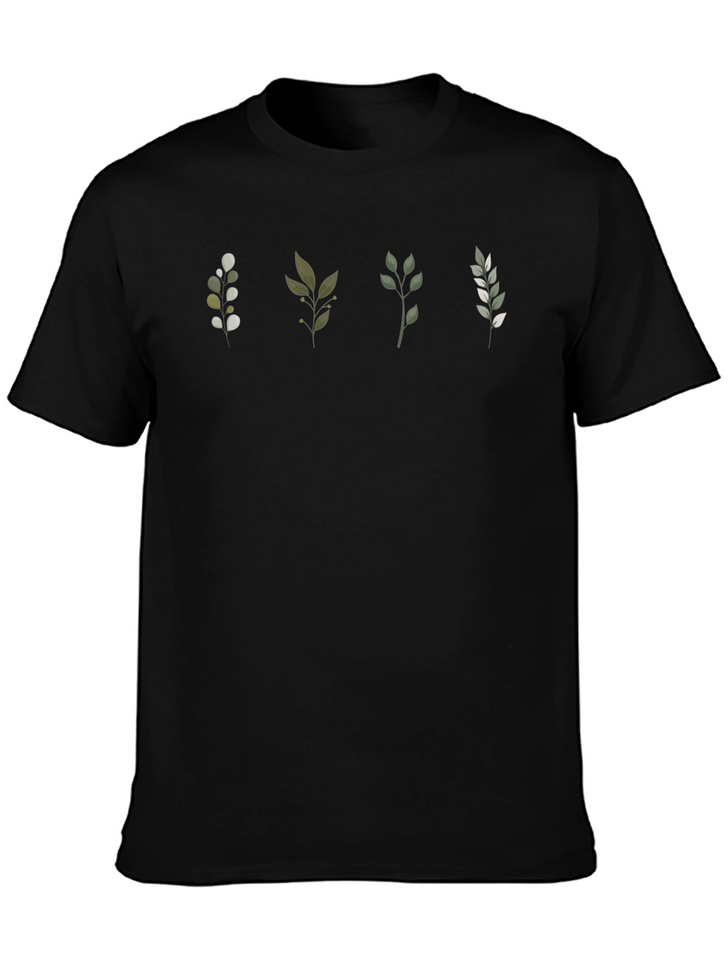 Botanical Print Black T-Shirt
