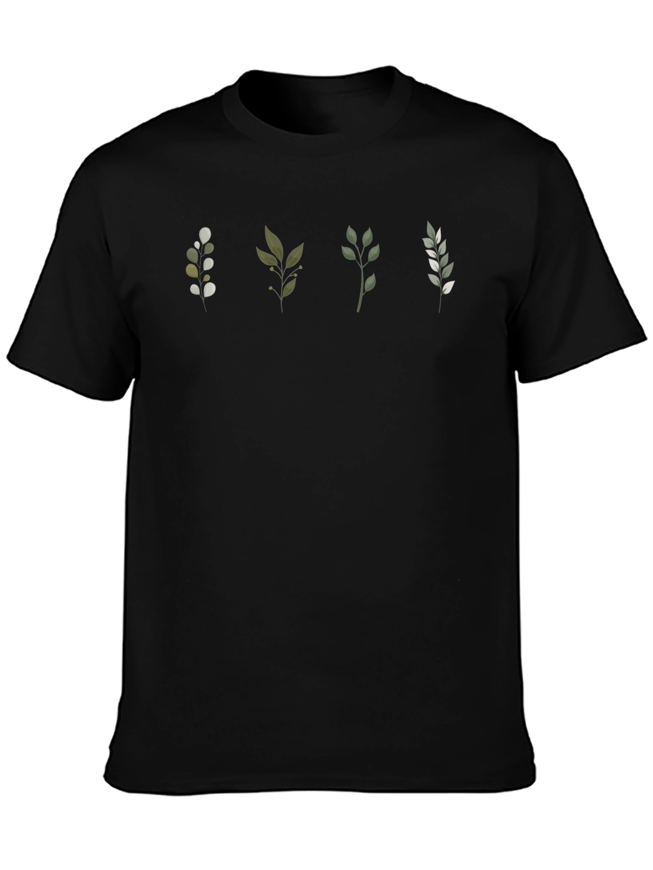 Botanical Print Black T-Shirt