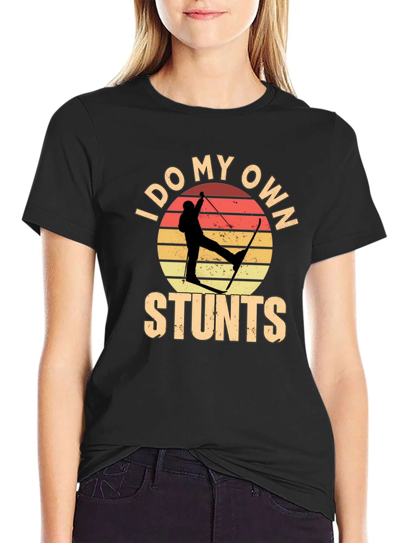 I Do My Own Stunts Skiing Graphic Tee