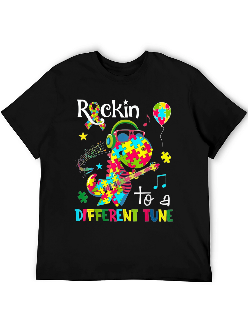 Autism Awareness Dinosaur Graphic T-Shirt