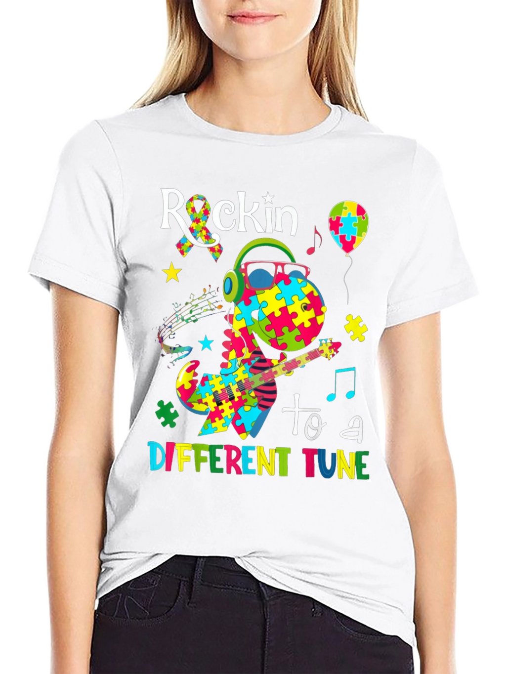 Autism Awareness Dinosaur Graphic T-Shirt