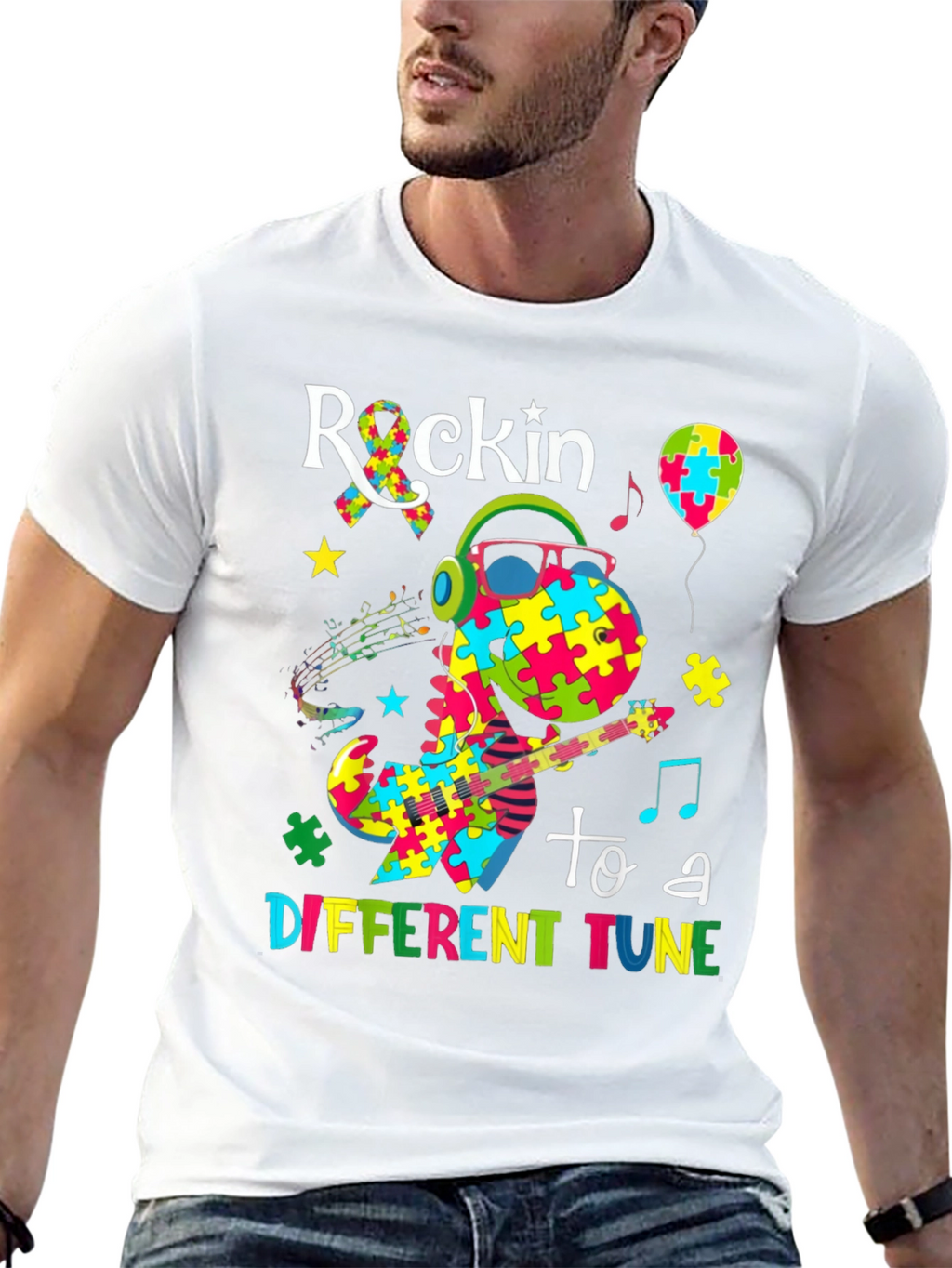 Autism Awareness Dinosaur Graphic T-Shirt