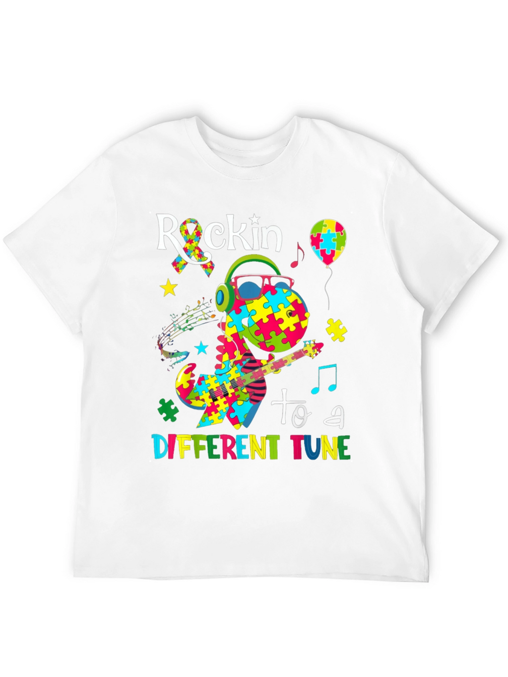 Autism Awareness Dinosaur Graphic T-Shirt