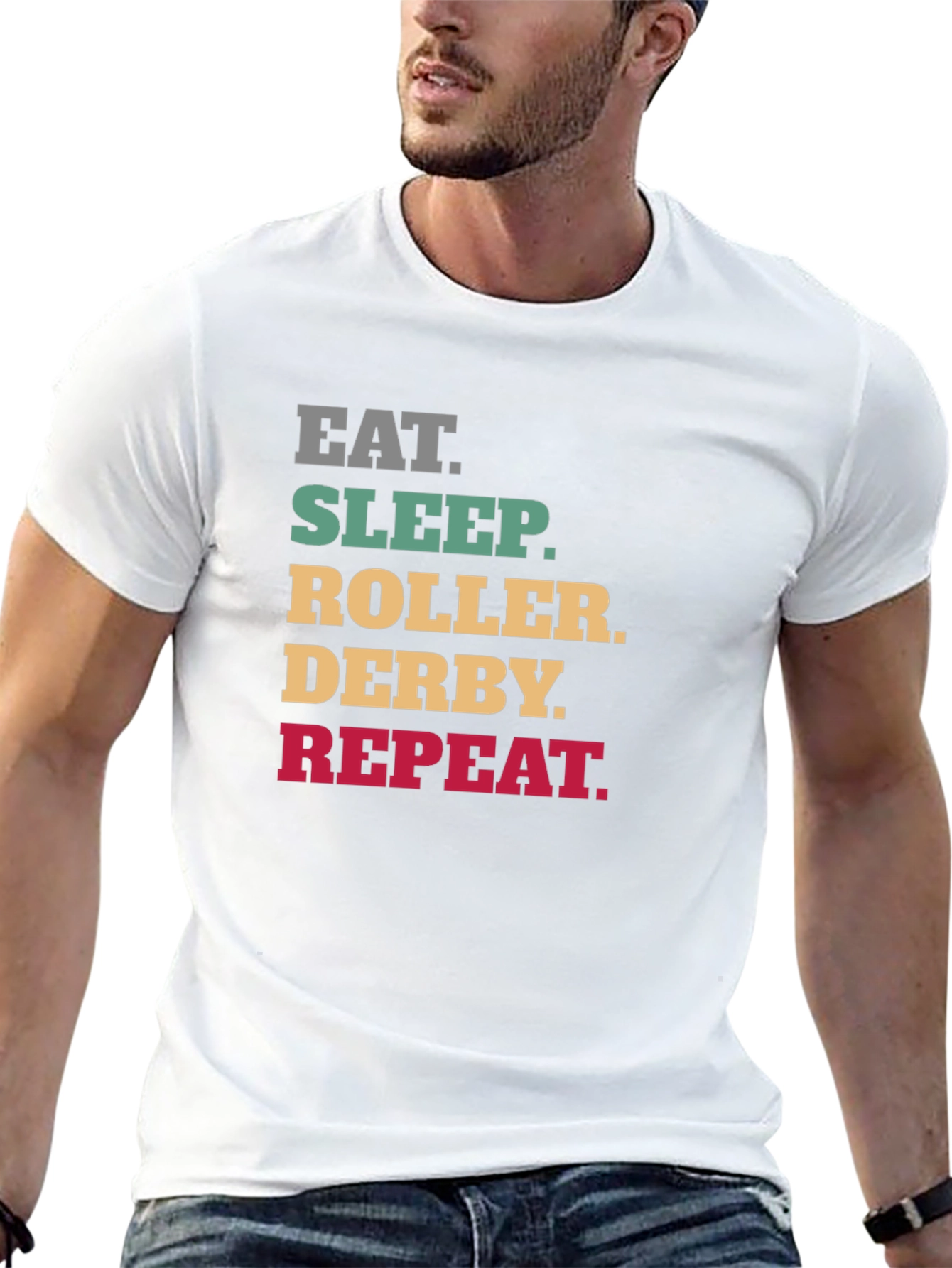 Eat Sleep Roller Derby Repeat Black T-Shirt