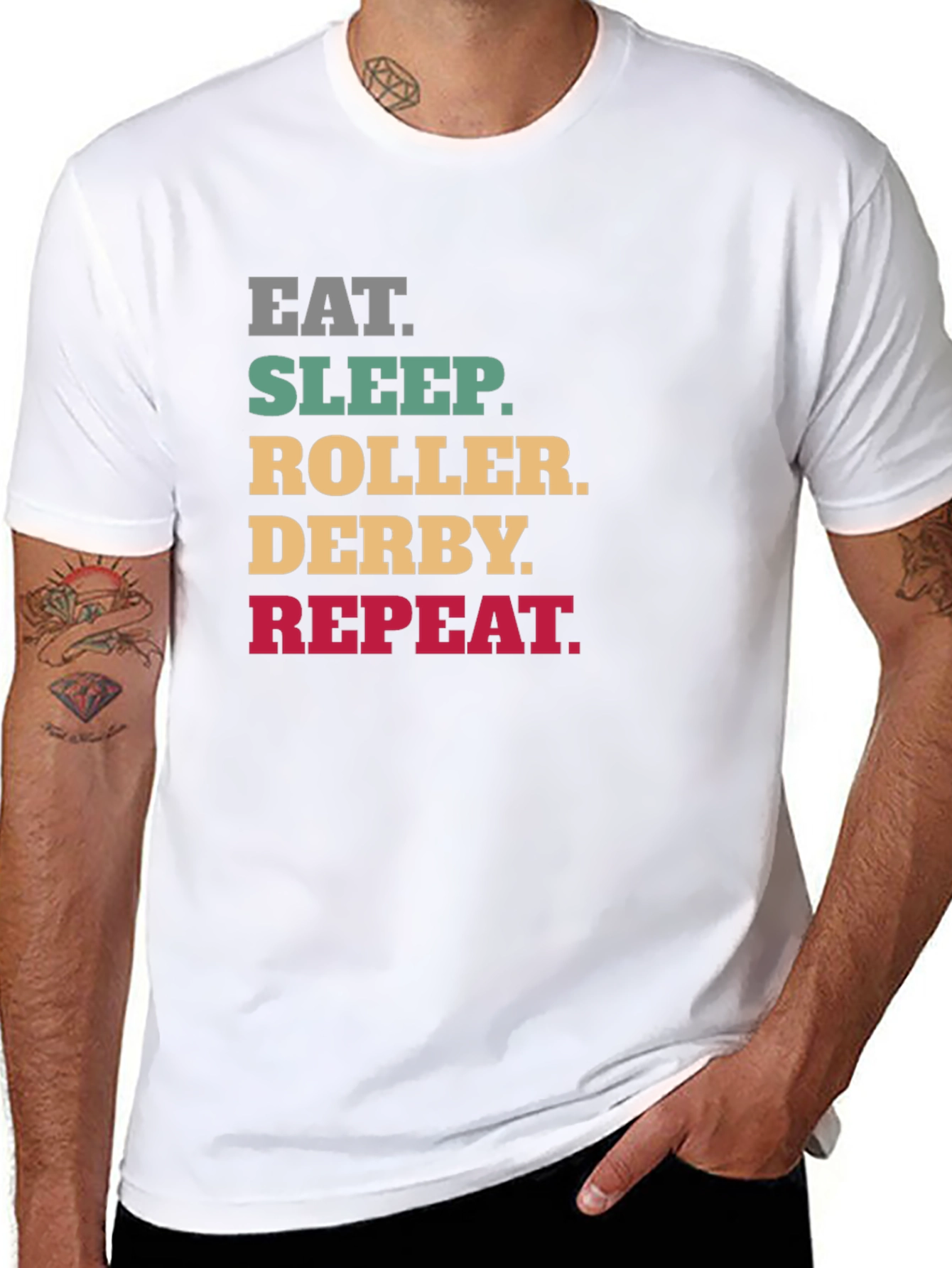 Eat Sleep Roller Derby Repeat Black T-Shirt