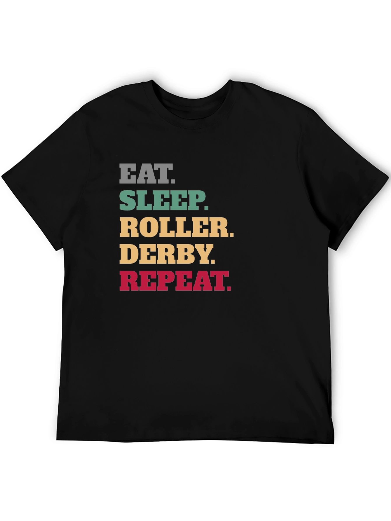 Eat Sleep Roller Derby Repeat Black T-Shirt