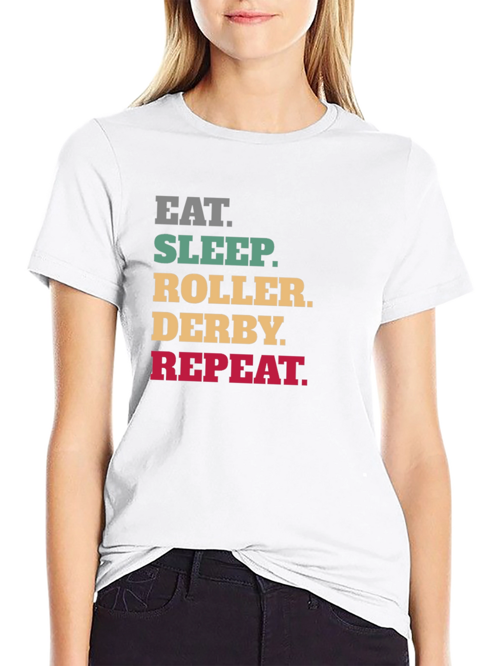 Eat Sleep Roller Derby Repeat Black T-Shirt