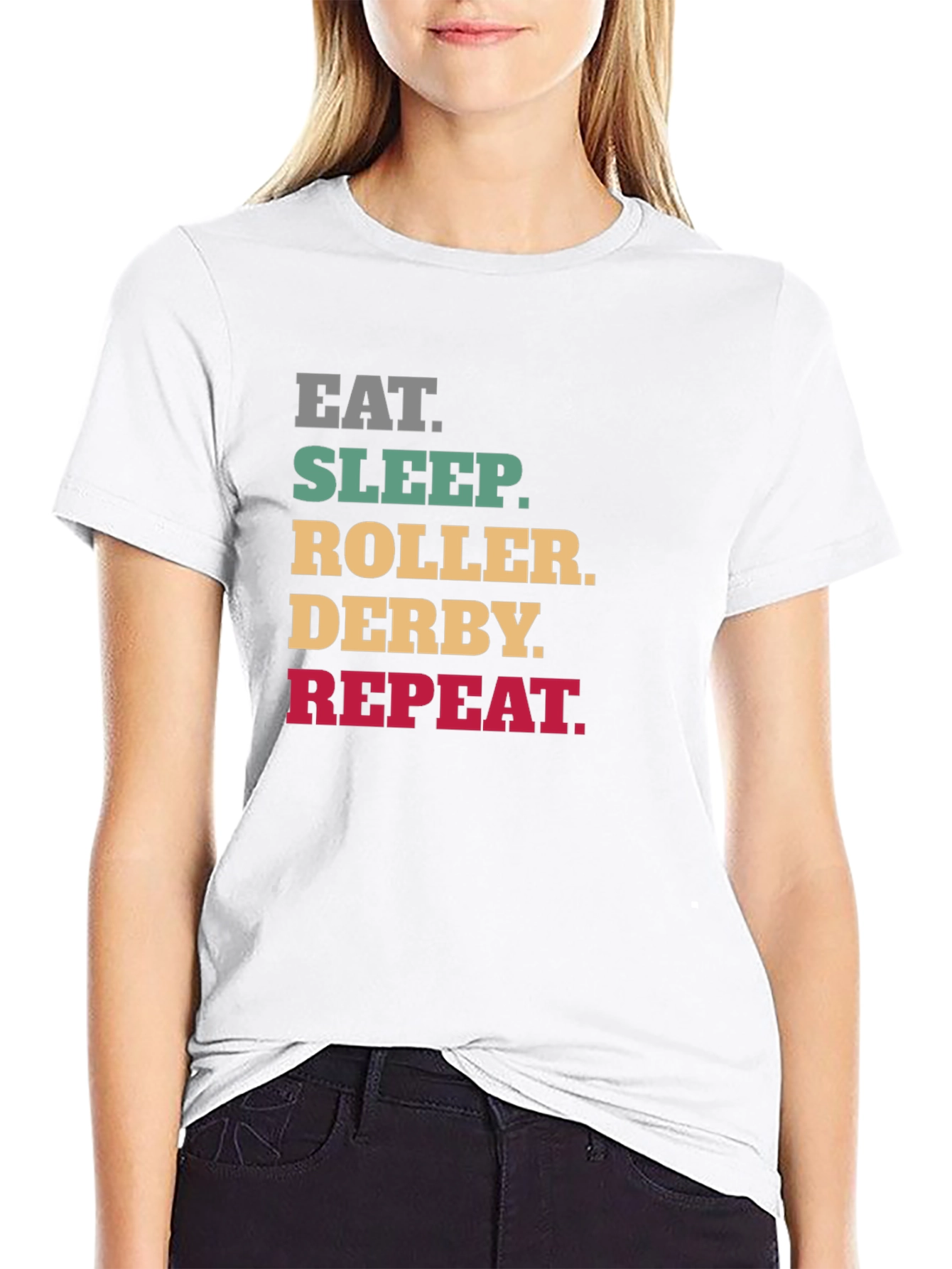 Eat Sleep Roller Derby Repeat Black T-Shirt