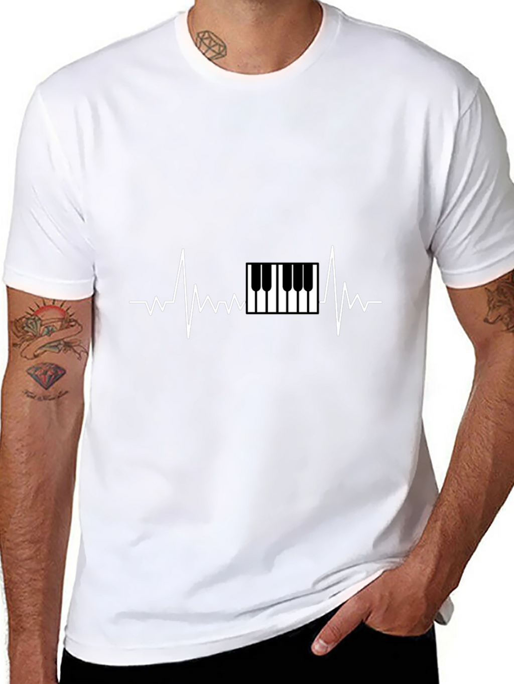 Piano Heartbeat Graphic Tee - Music Lover T-Shirt
