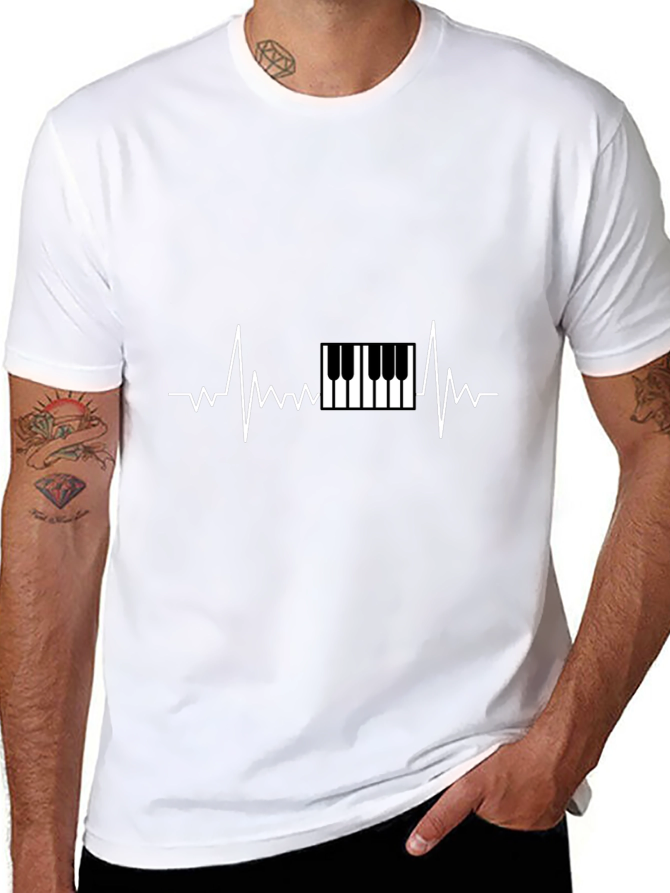 Piano Heartbeat Graphic Tee - Music Lover T-Shirt