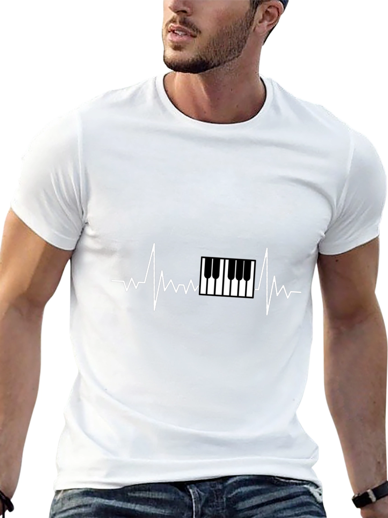 Piano Heartbeat Graphic Tee - Music Lover T-Shirt