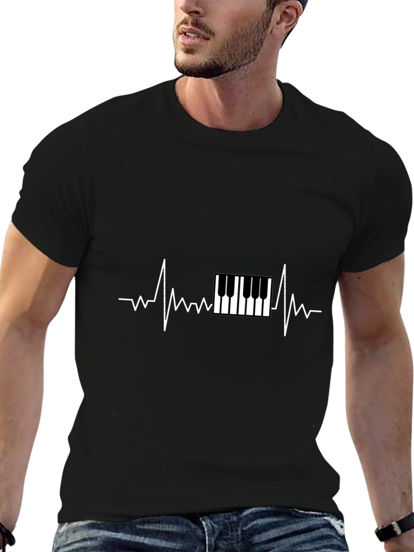 Piano Heartbeat Graphic Tee - Music Lover T-Shirt