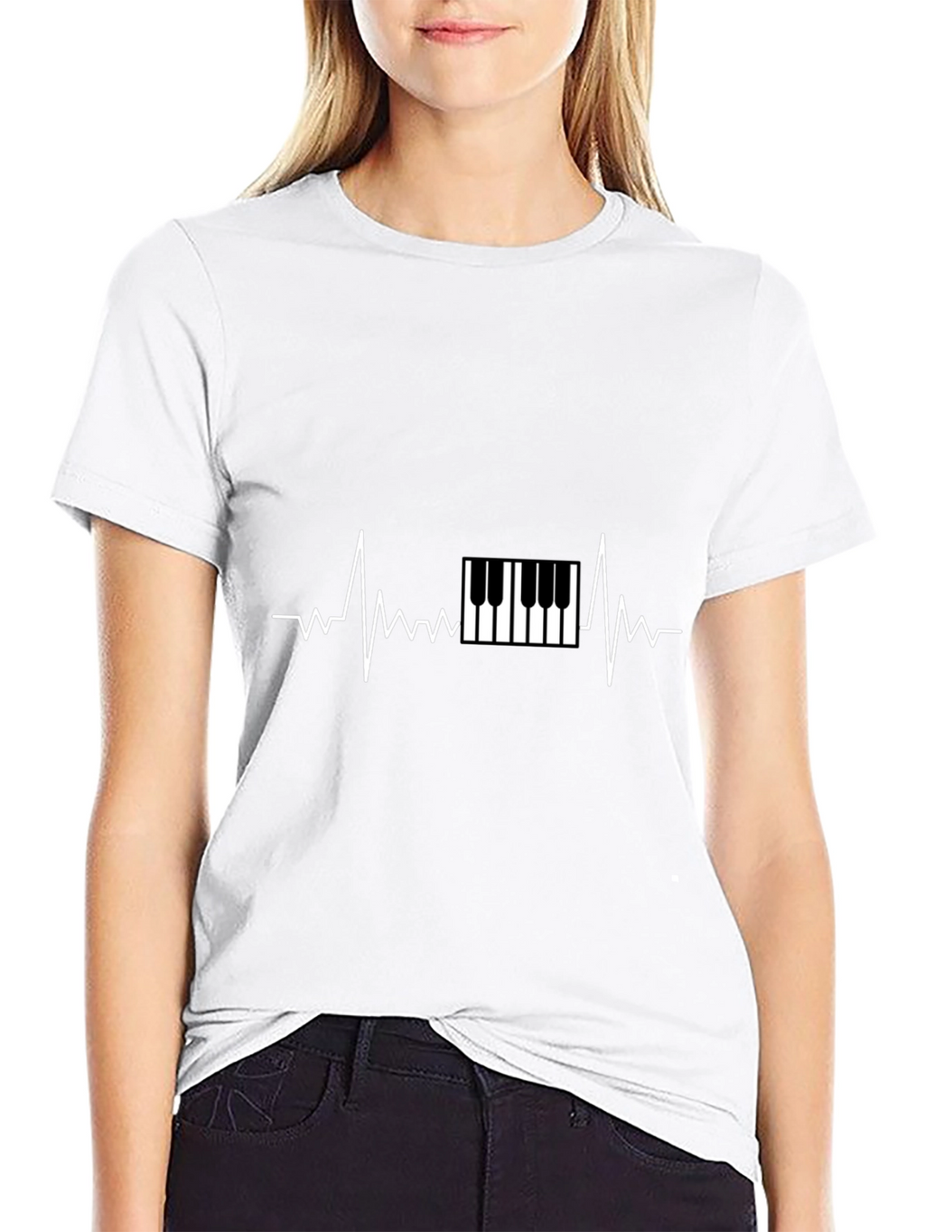 Piano Heartbeat Graphic Tee - Music Lover T-Shirt