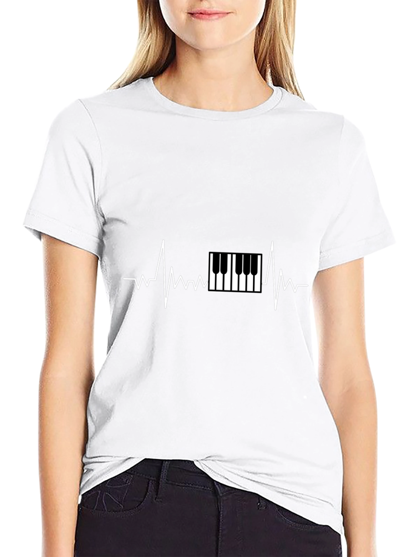 Piano Heartbeat Graphic Tee - Music Lover T-Shirt