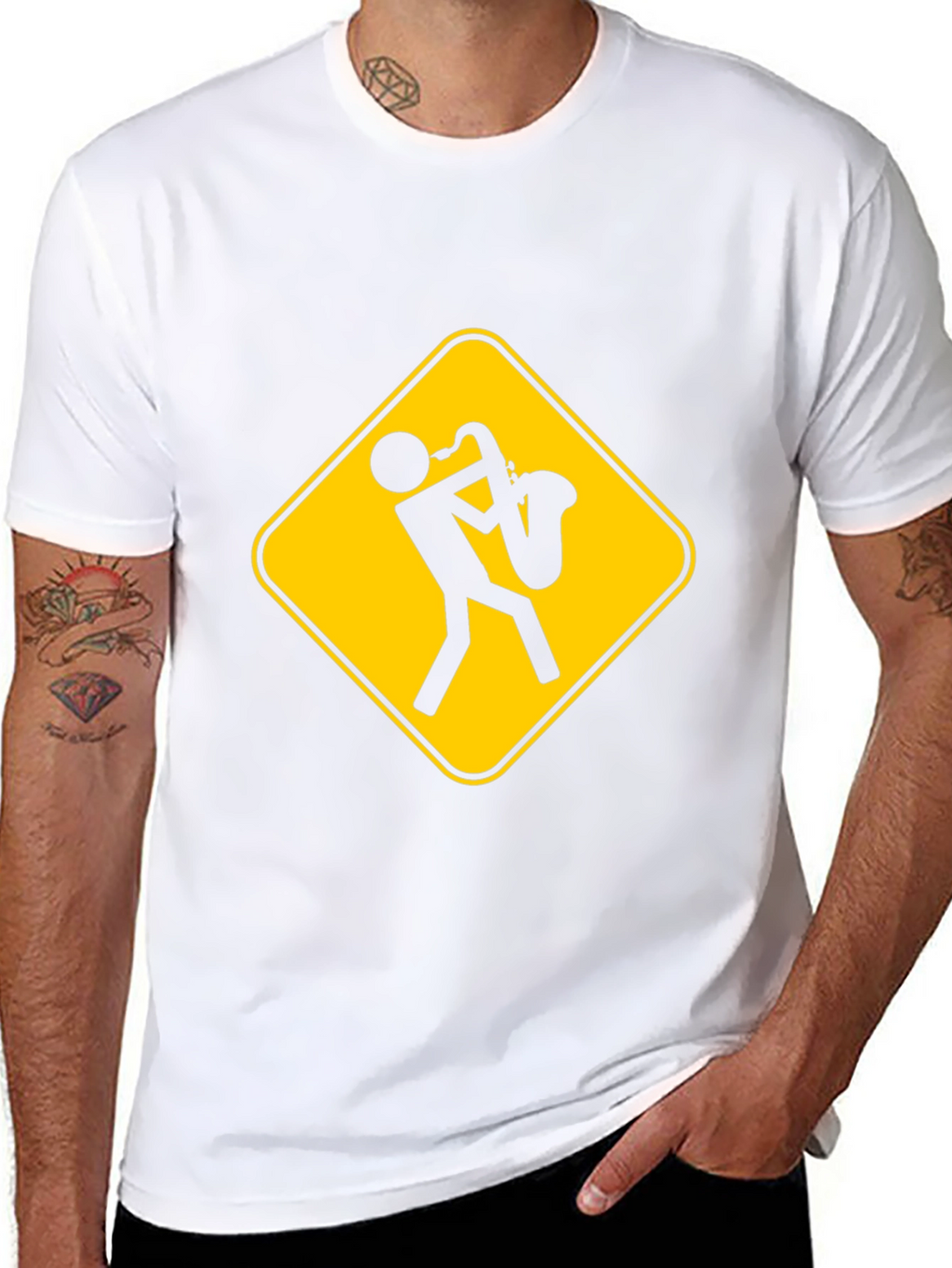 Saxophone Player Warning Sign T-Shirt