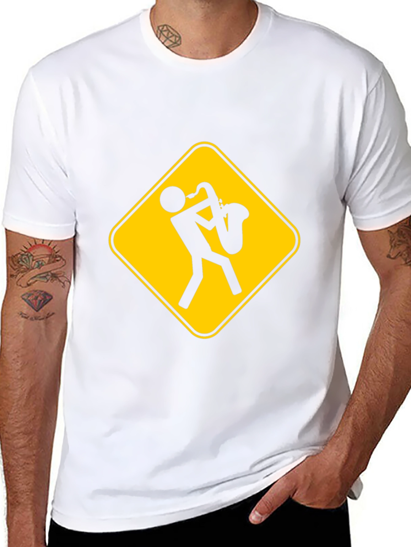 Saxophone Player Warning Sign T-Shirt