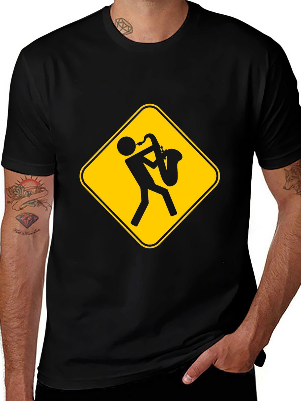 Saxophone Player Warning Sign T-Shirt