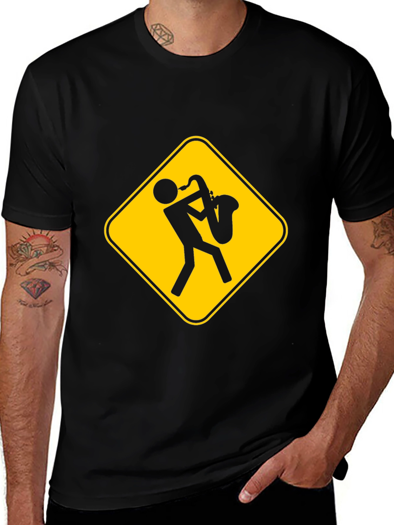 Saxophone Player Warning Sign T-Shirt