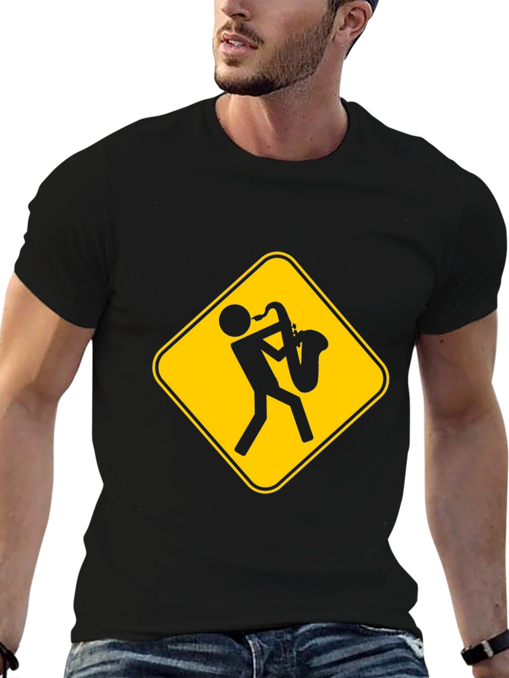 Saxophone Player Warning Sign T-Shirt