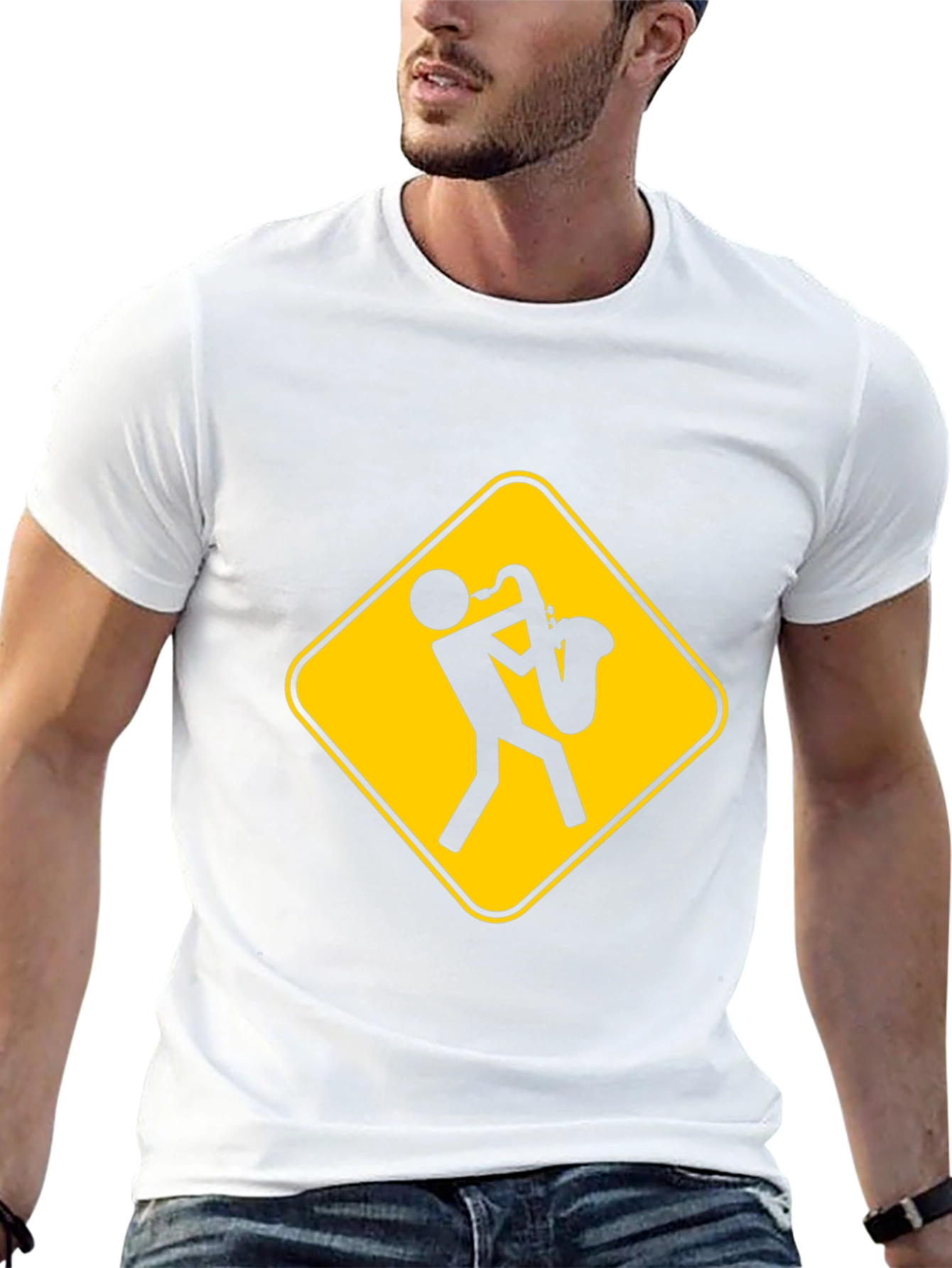 Saxophone Player Warning Sign T-Shirt