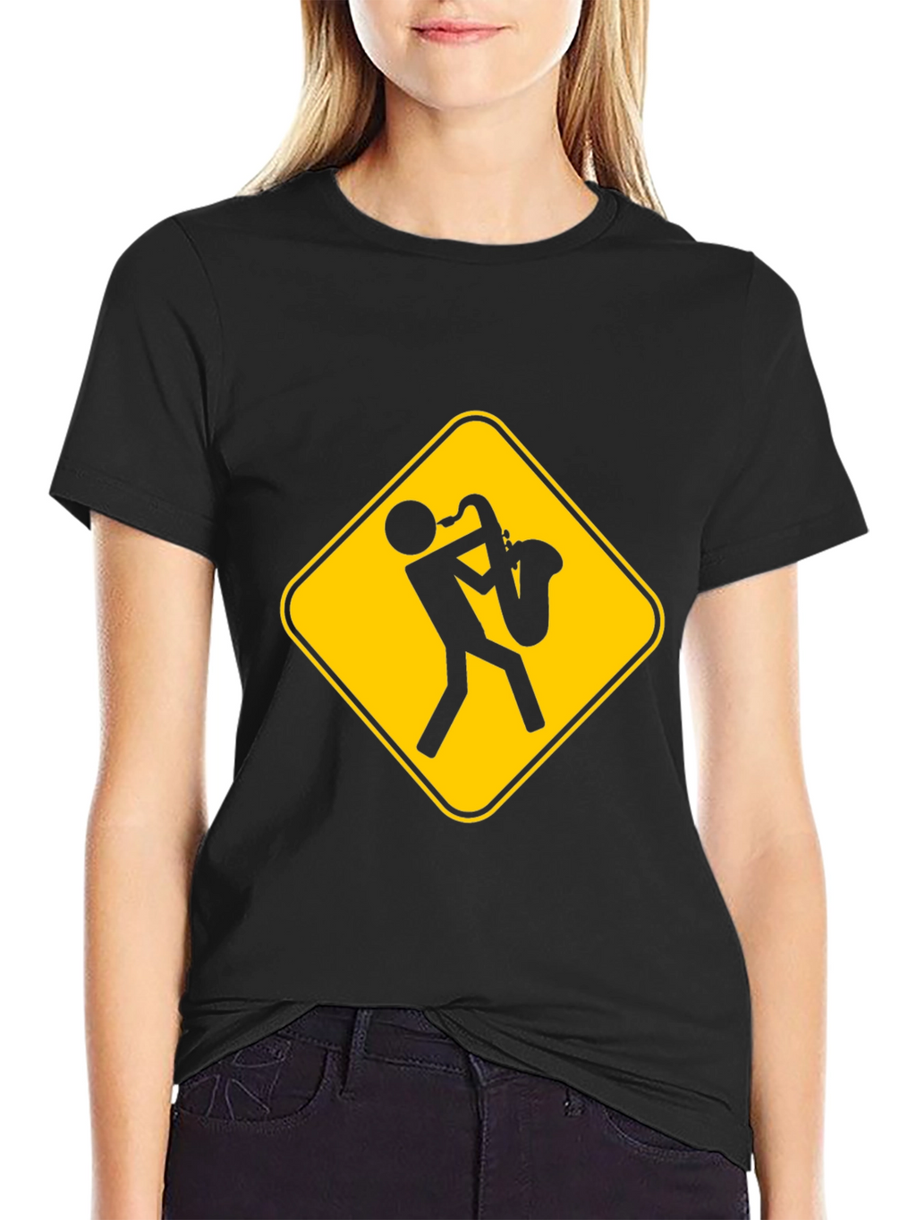 Saxophone Player Warning Sign T-Shirt