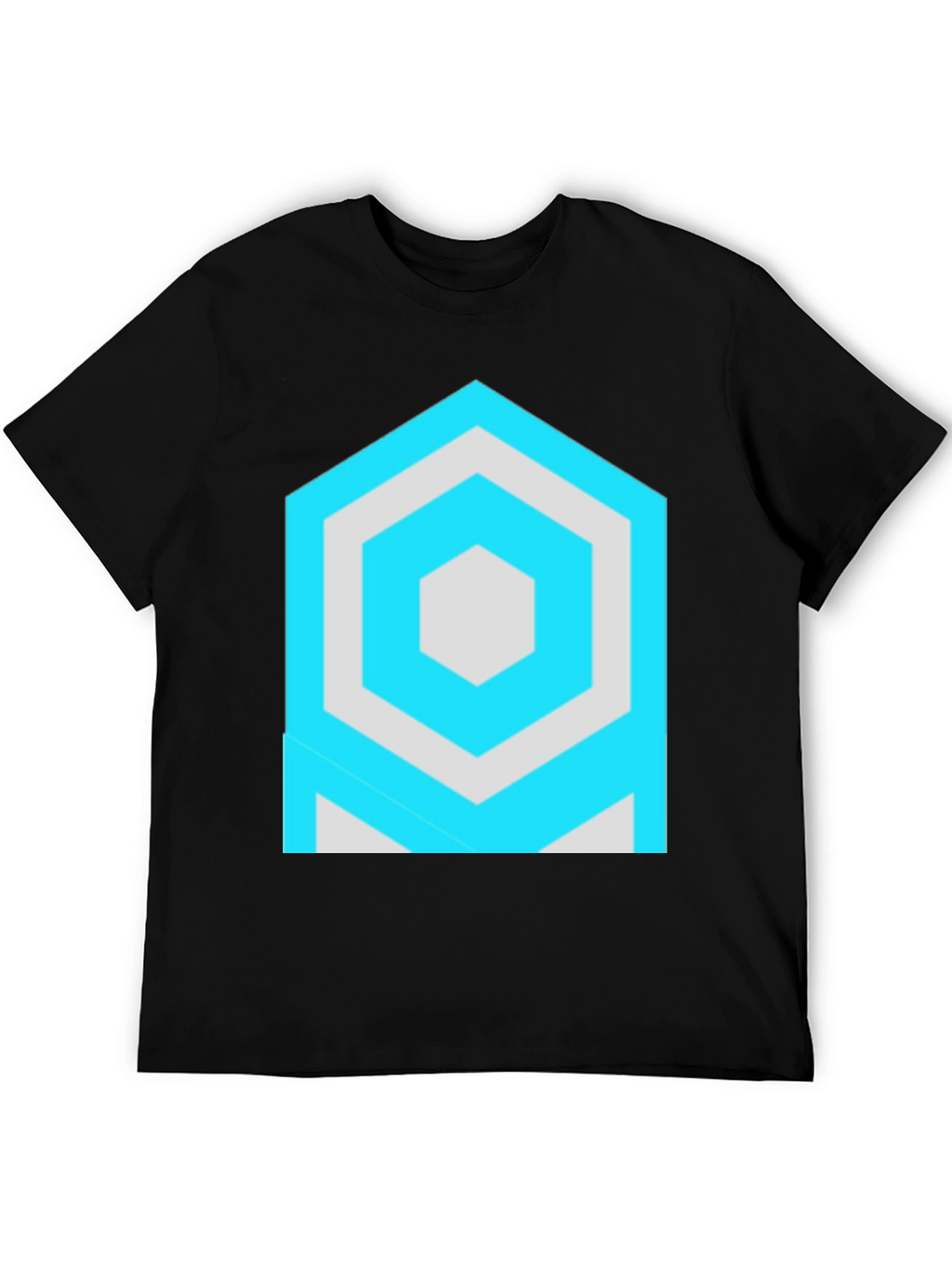 Geometric Hexagon Graphic Black T-Shirt