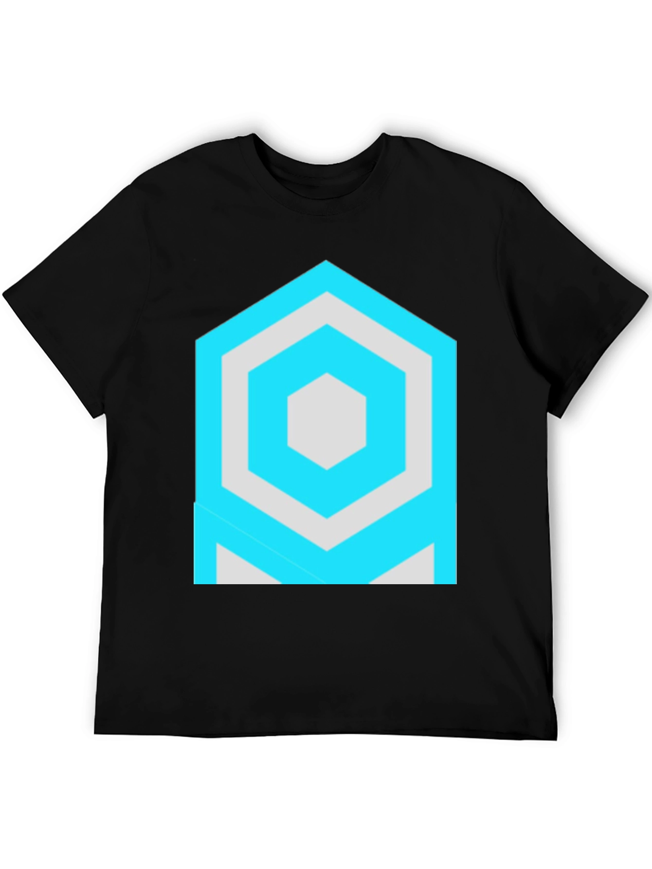 Geometric Hexagon Graphic Black T-Shirt