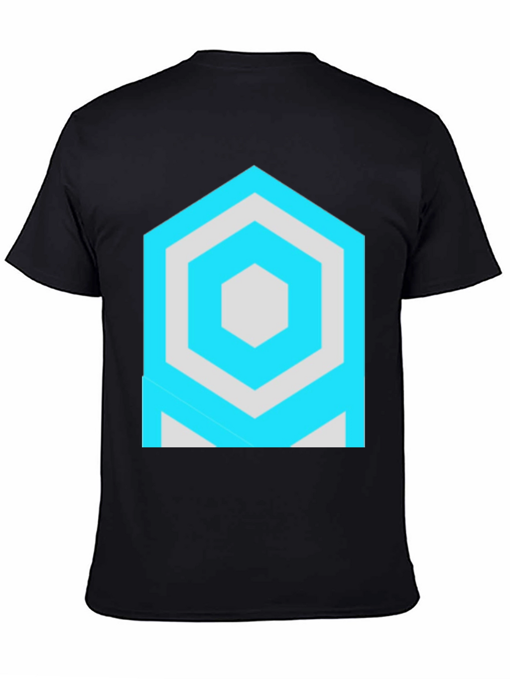 Geometric Hexagon Graphic Black T-Shirt