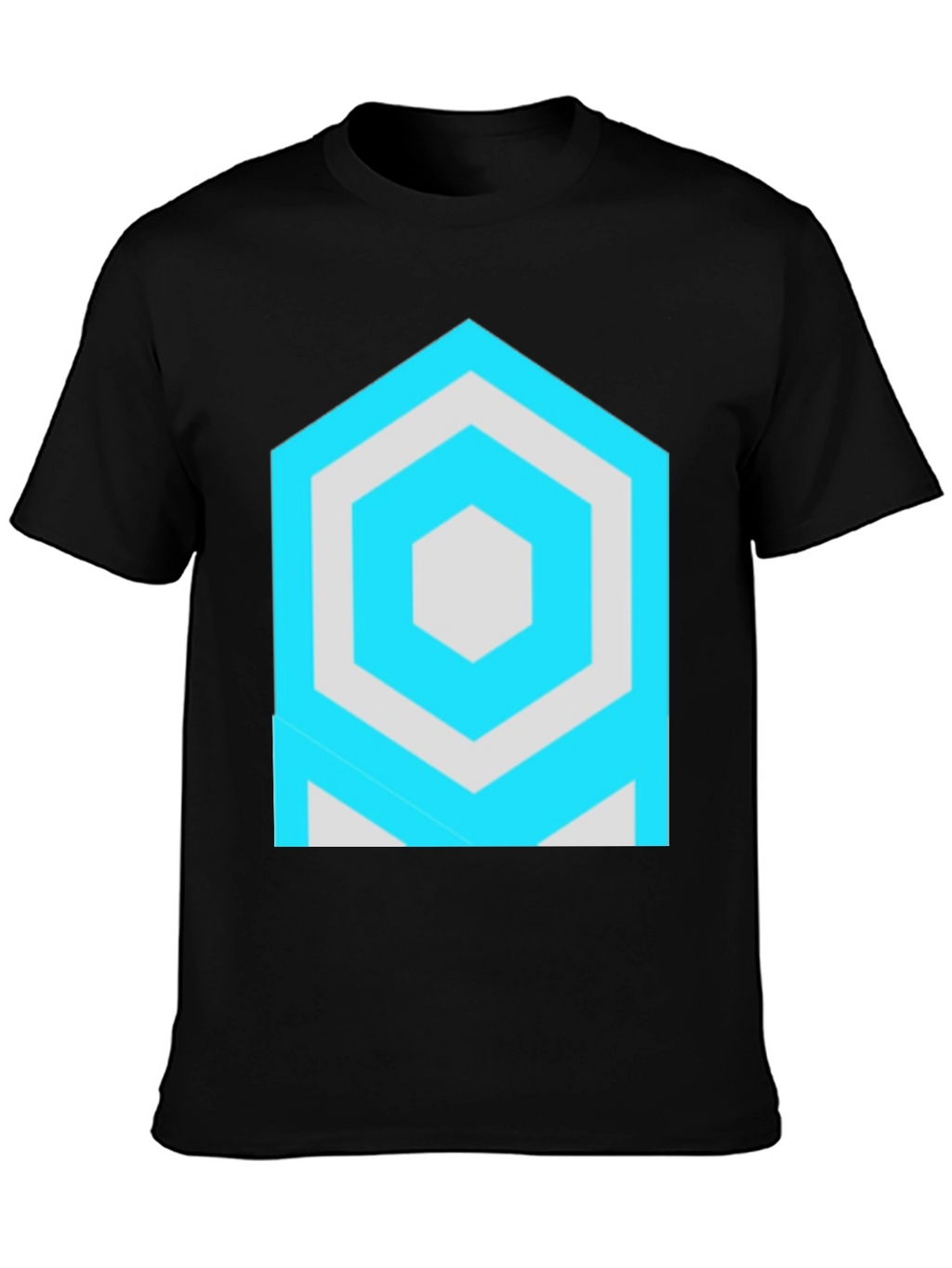 Geometric Hexagon Graphic Black T-Shirt