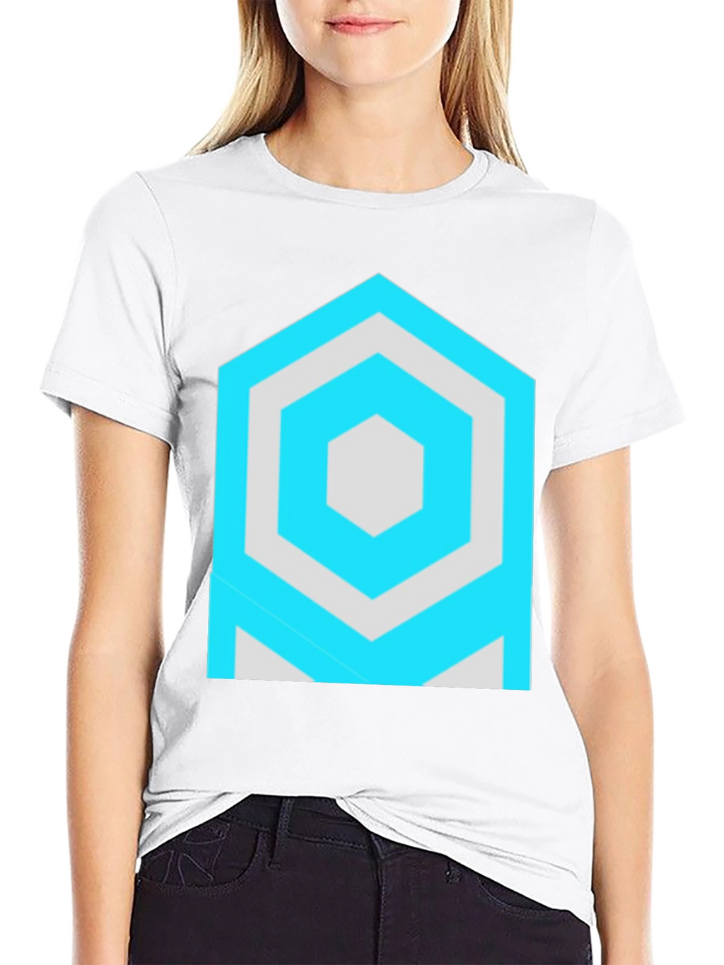 Geometric Hexagon Graphic Black T-Shirt