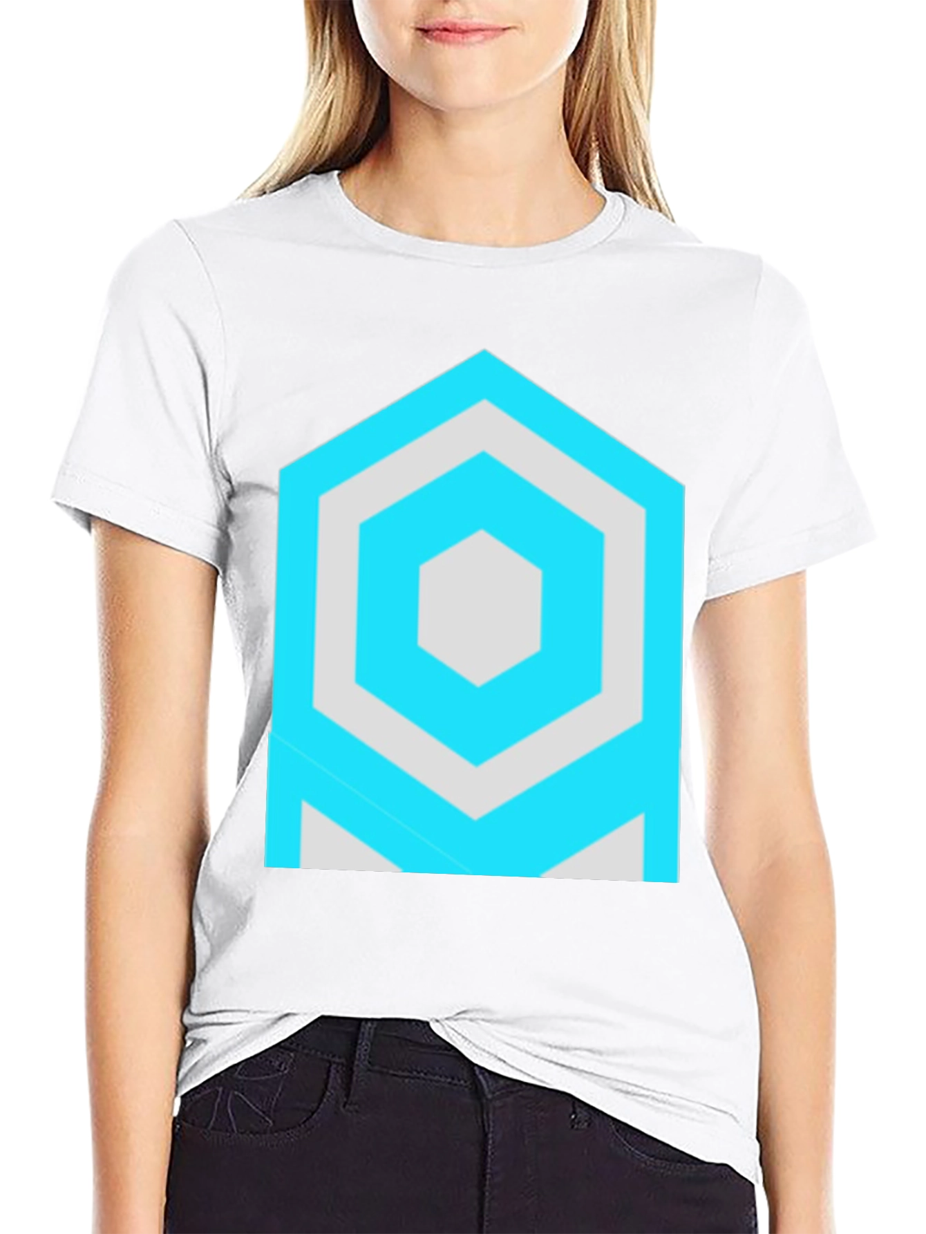 Geometric Hexagon Graphic Black T-Shirt