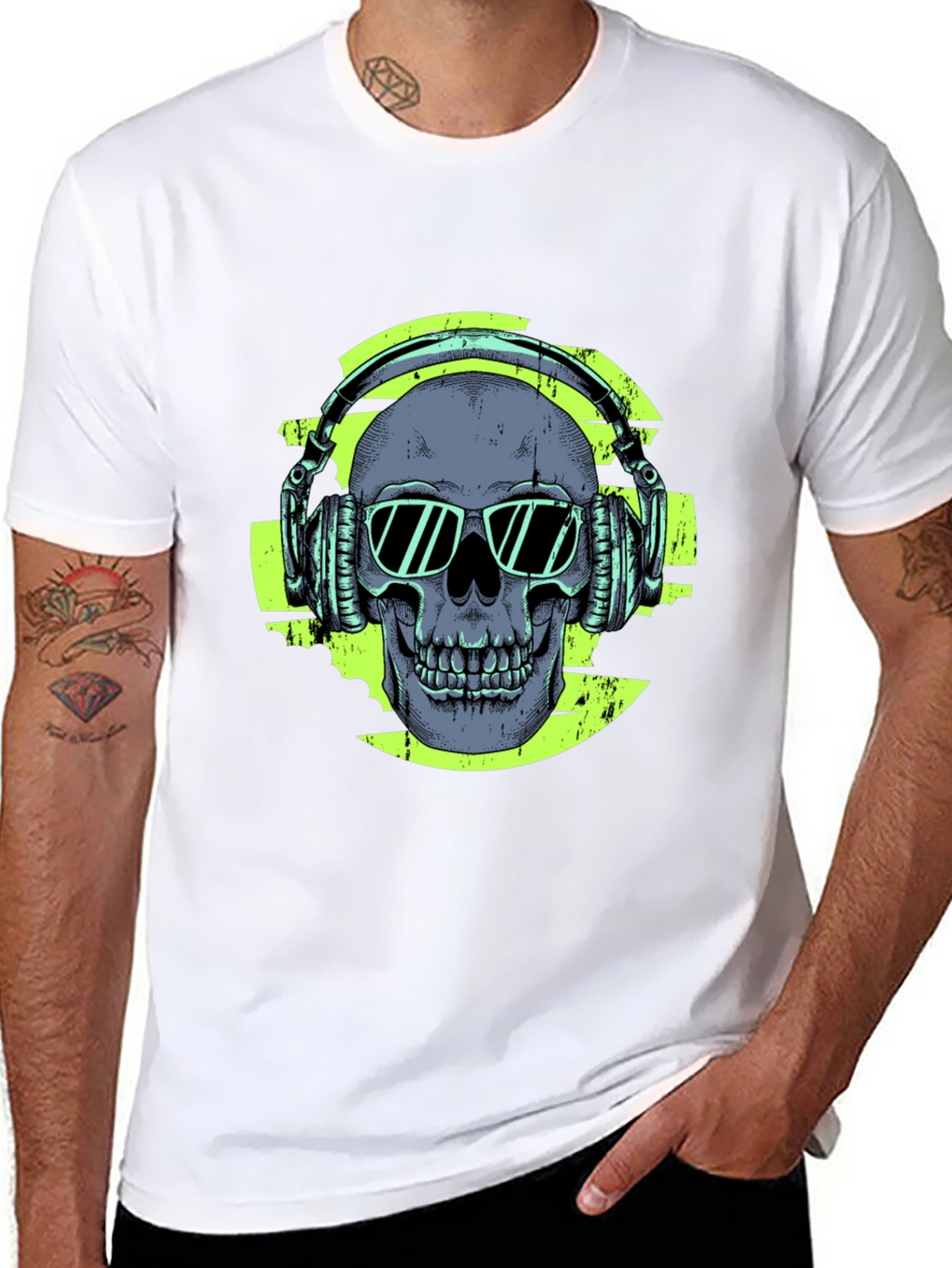 Skull with Headphones Graphic T-Shirt
