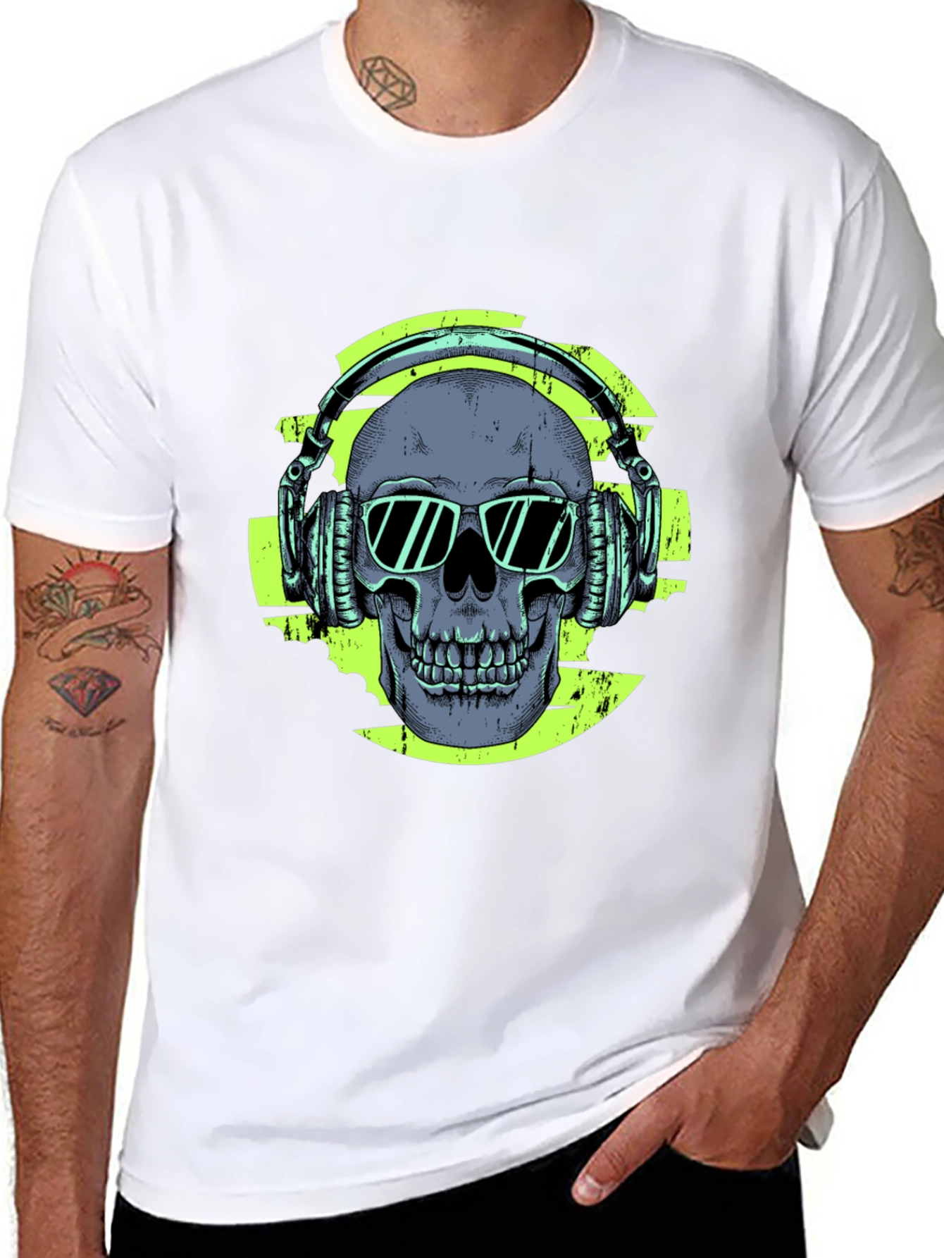 Skull with Headphones Graphic T-Shirt