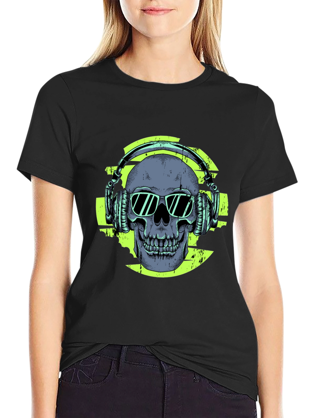 Skull with Headphones Graphic T-Shirt