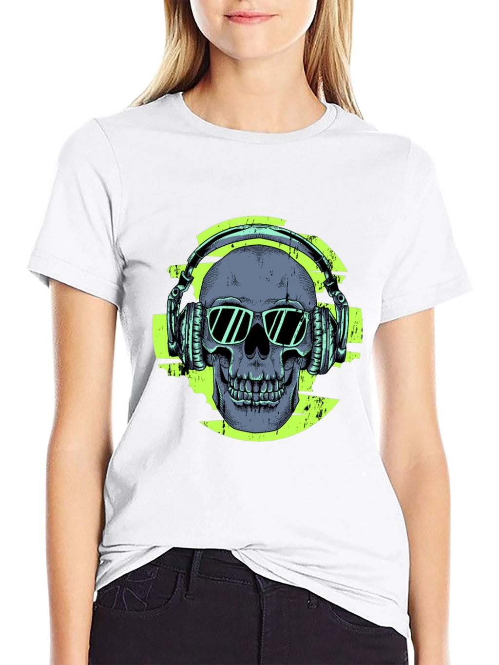 Skull with Headphones Graphic T-Shirt