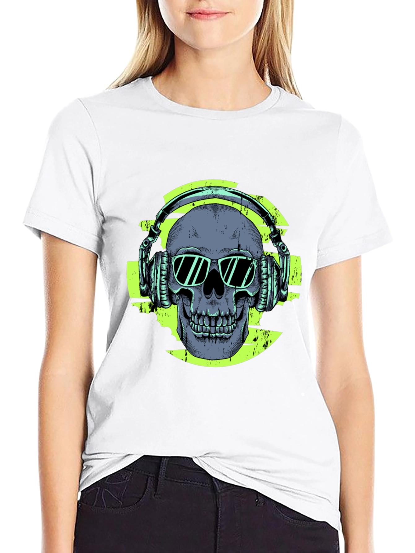 Skull with Headphones Graphic T-Shirt