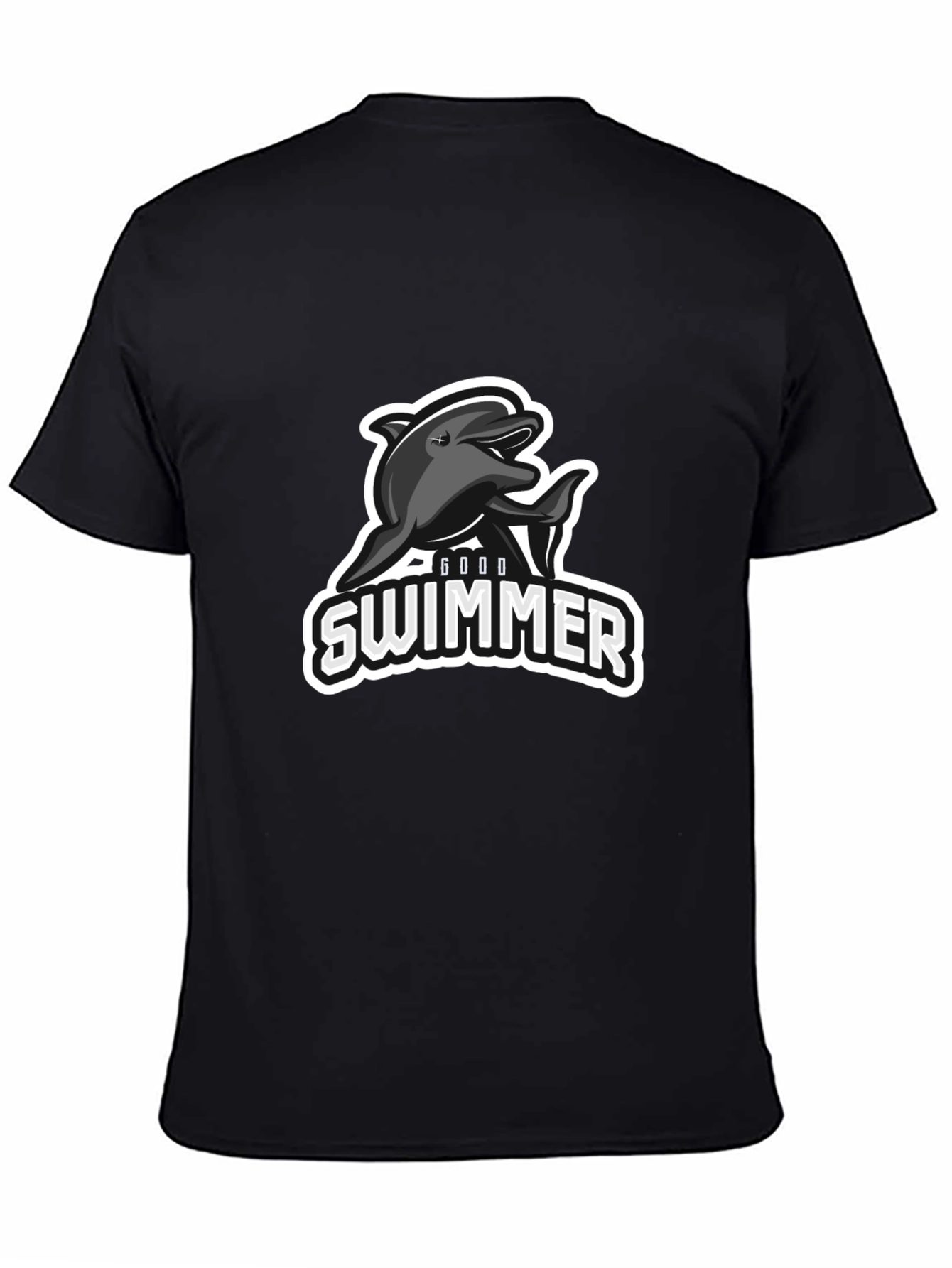 Good Swimmer Dolphin Black T-Shirt
