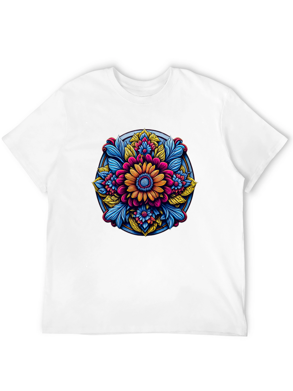 Floral Mandala Graphic Black T-Shirt