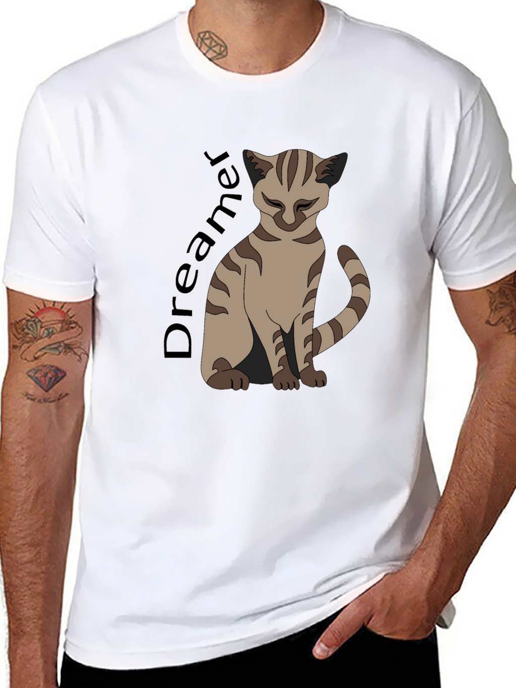Dreamer Cat Graphic T-Shirt - Unisex Black Tee