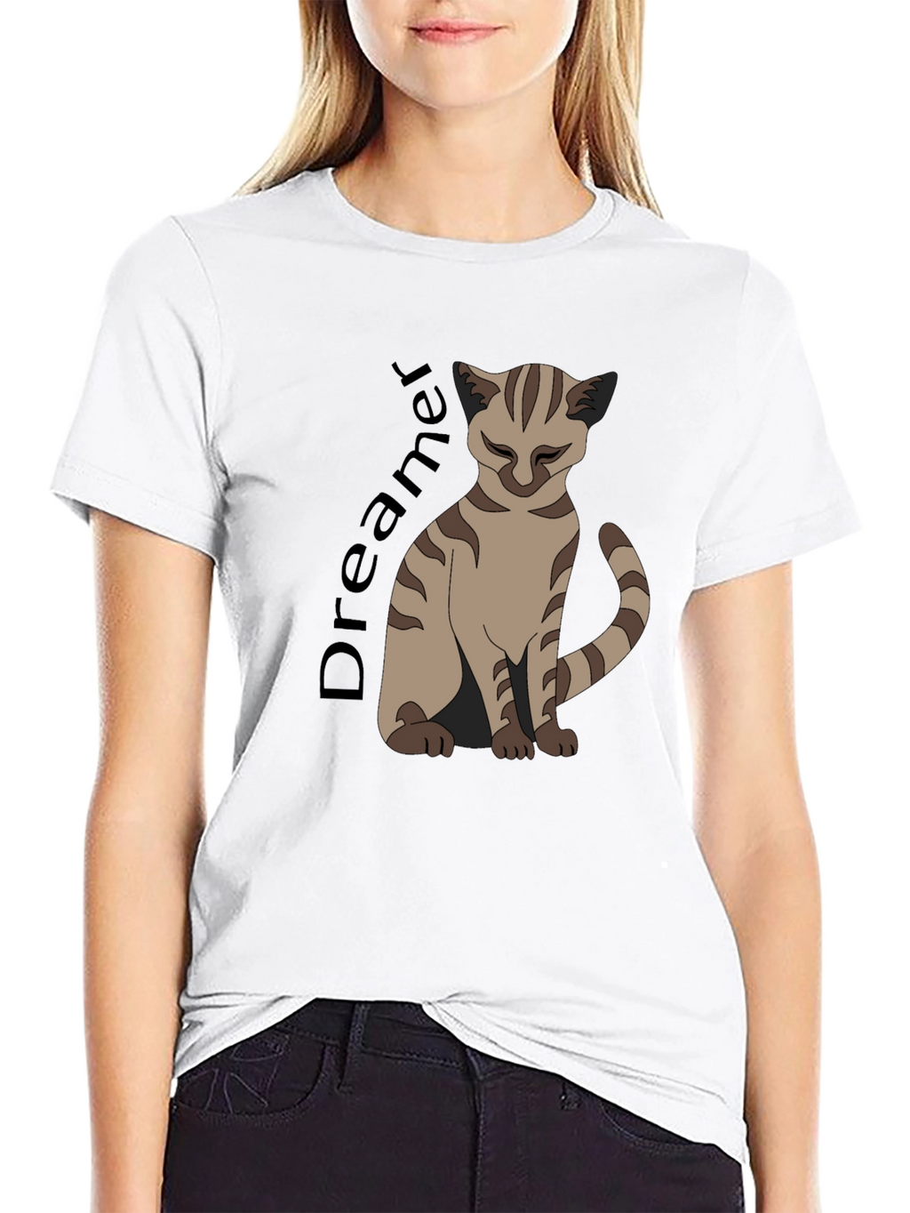 Dreamer Cat Graphic T-Shirt - Unisex Black Tee