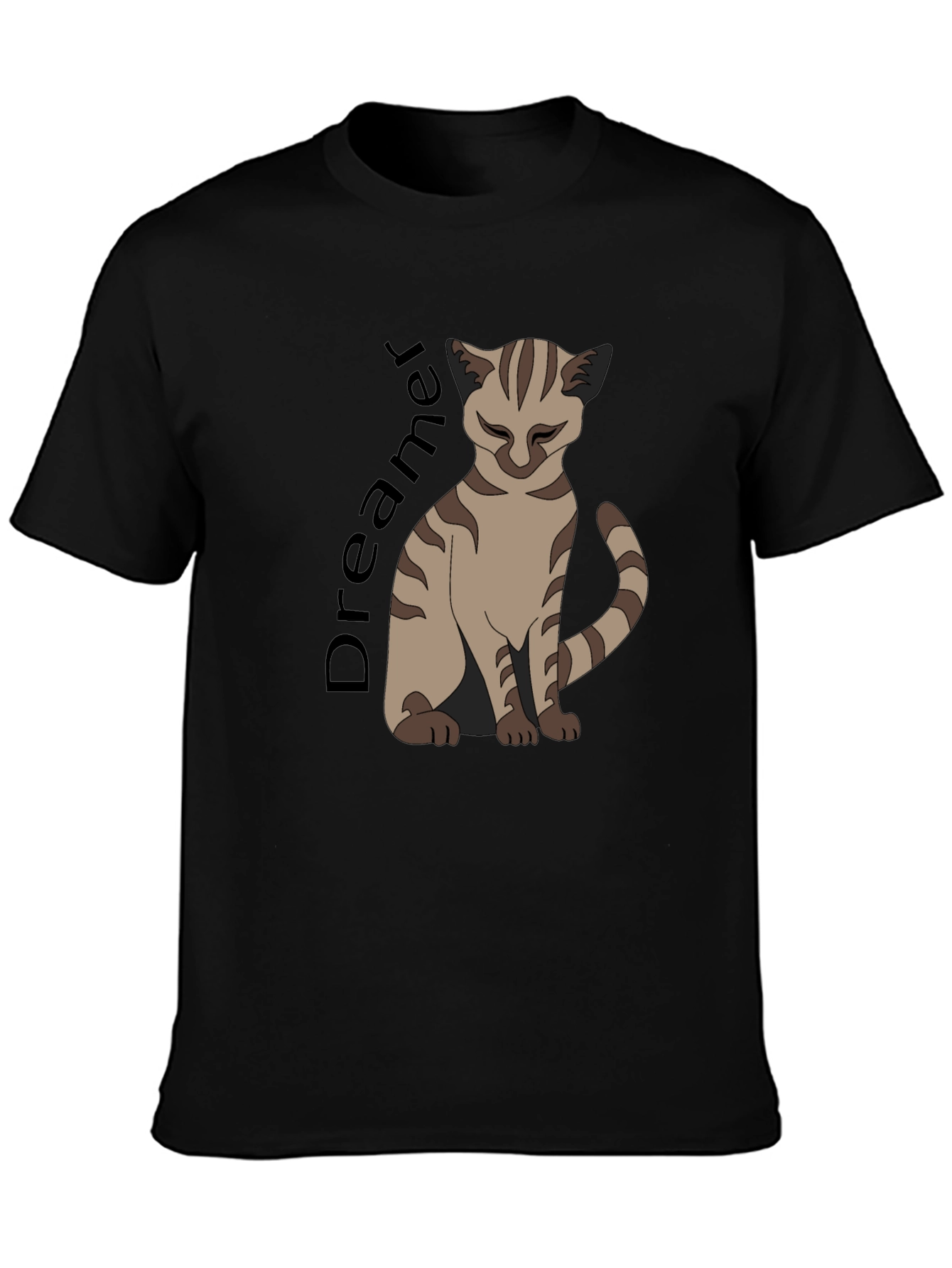 Dreamer Cat Graphic T-Shirt - Unisex Black Tee