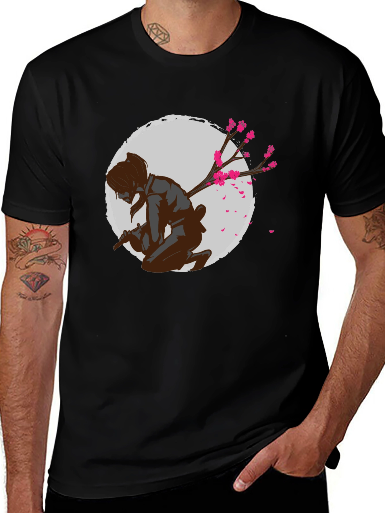 Samurai Cherry Blossom Graphic Tee